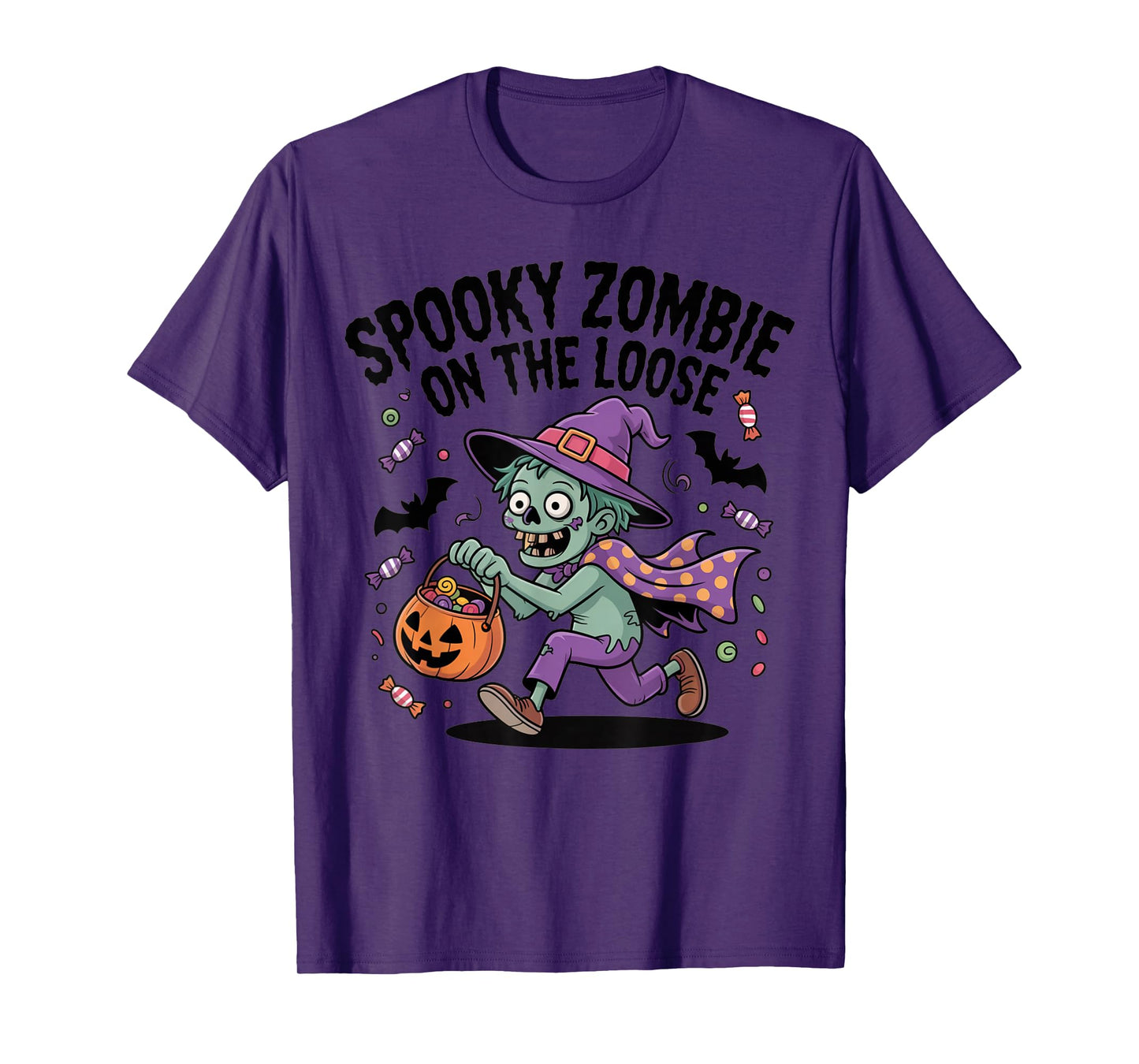 Spooky Zombie On The Loose Funny Halloween Costume T-Shirt