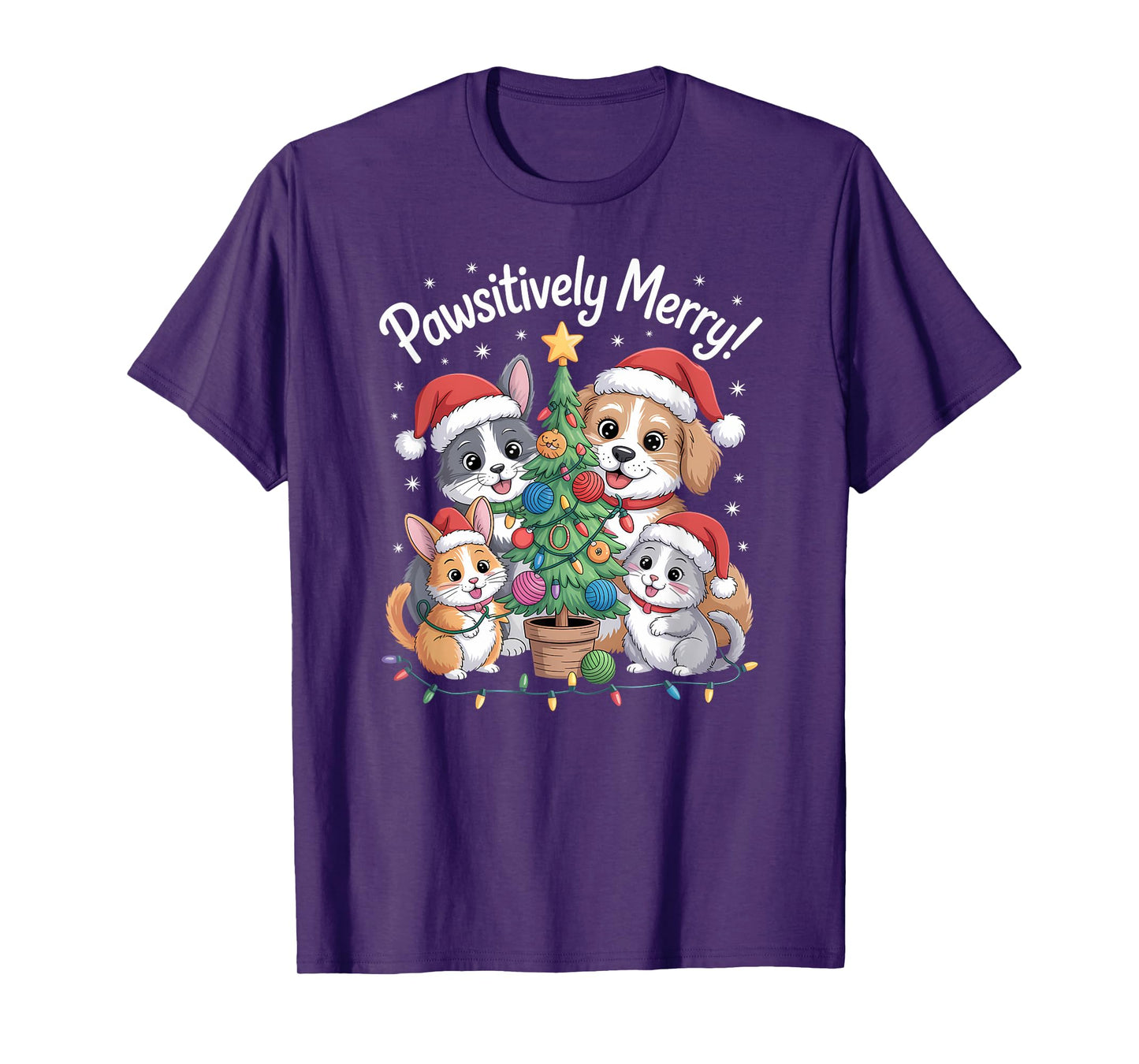 Pawsitively Merry Christmas Holiday Dog Cartoon T-Shirt