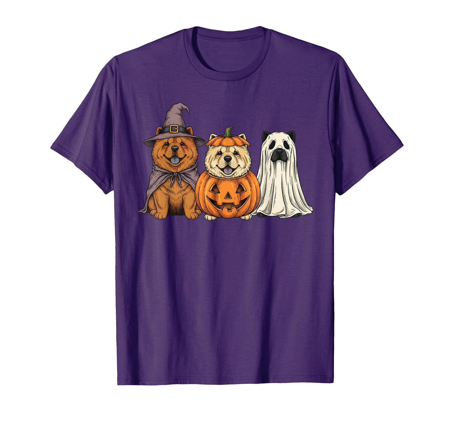 Spooky Ghost Chow Chow Pumpkin Halloween Dog Lover T-Shirt