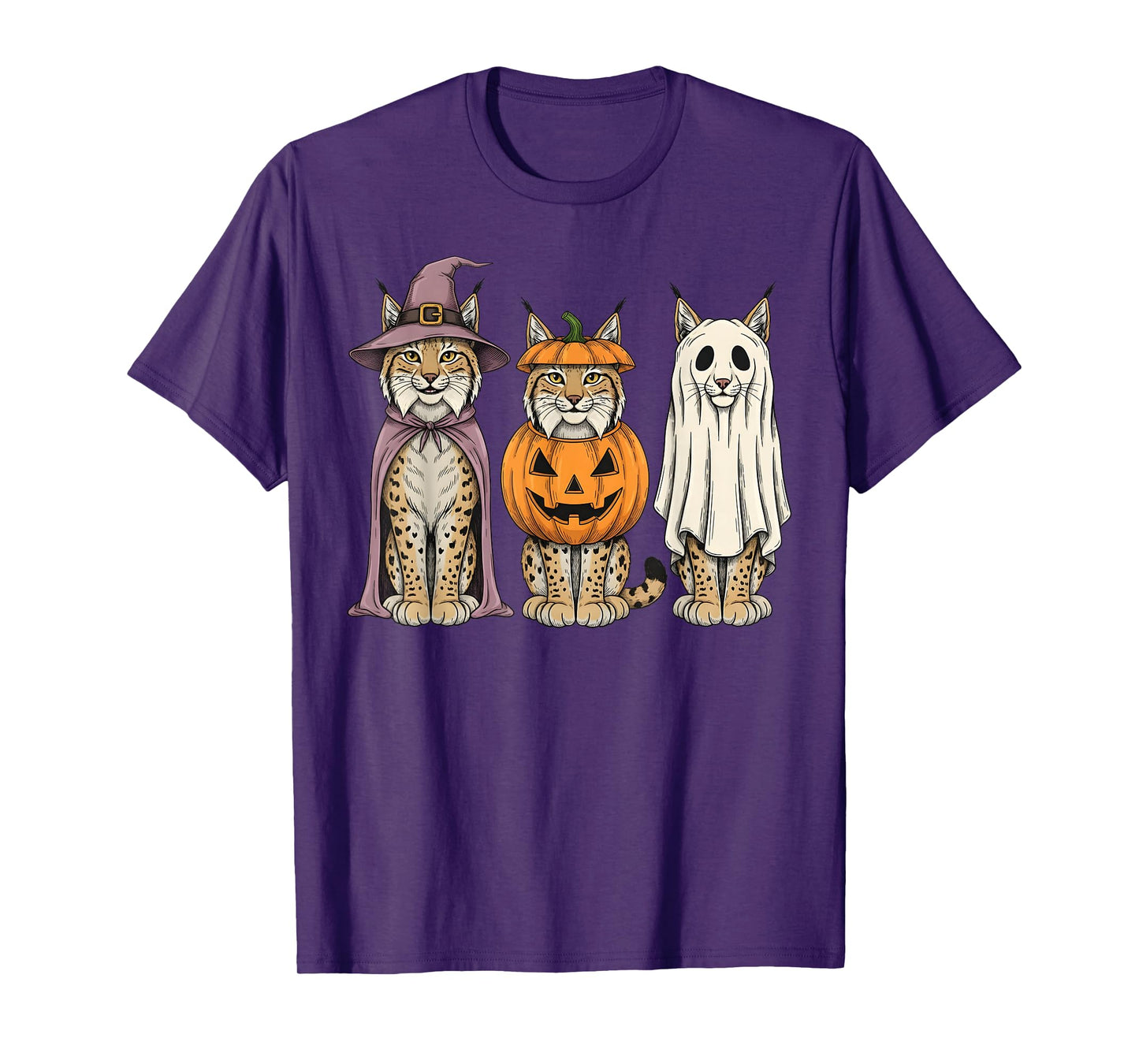 Spooky Ghost Lynx Lover Pumpkin Halloween T-Shirt