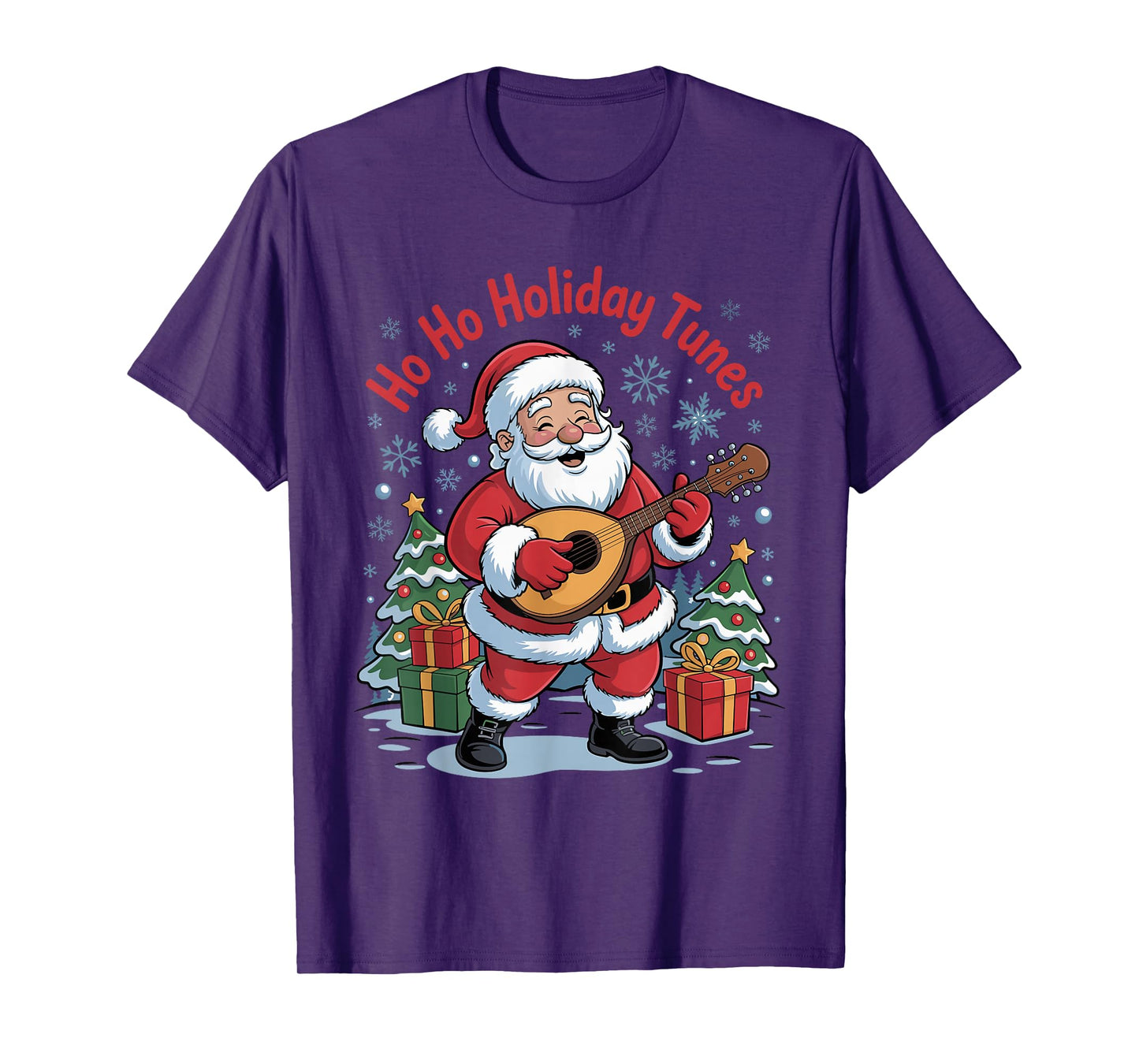 Funny Santa Christmas Design Mandolin Holiday Xmas Pajama T-Shirt