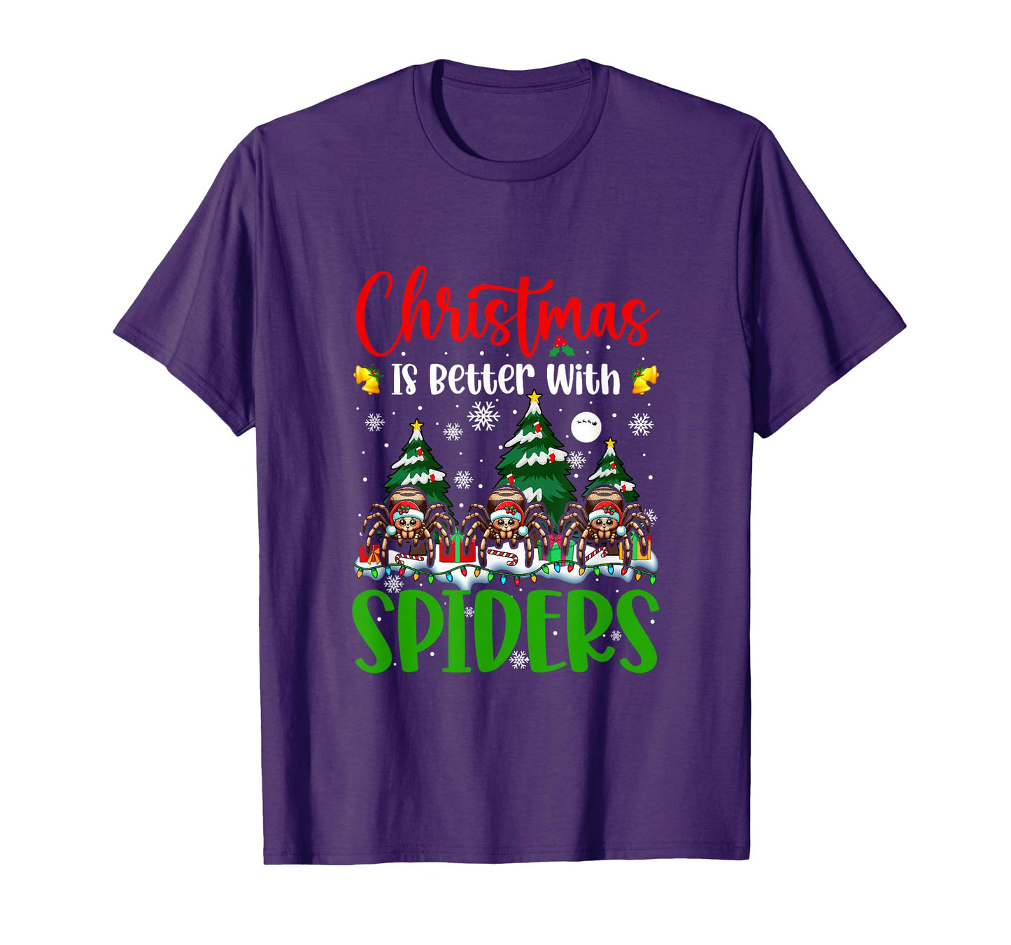Xmas is Better Funny Joke Spiders Lover Christmas Tree T-Shirt