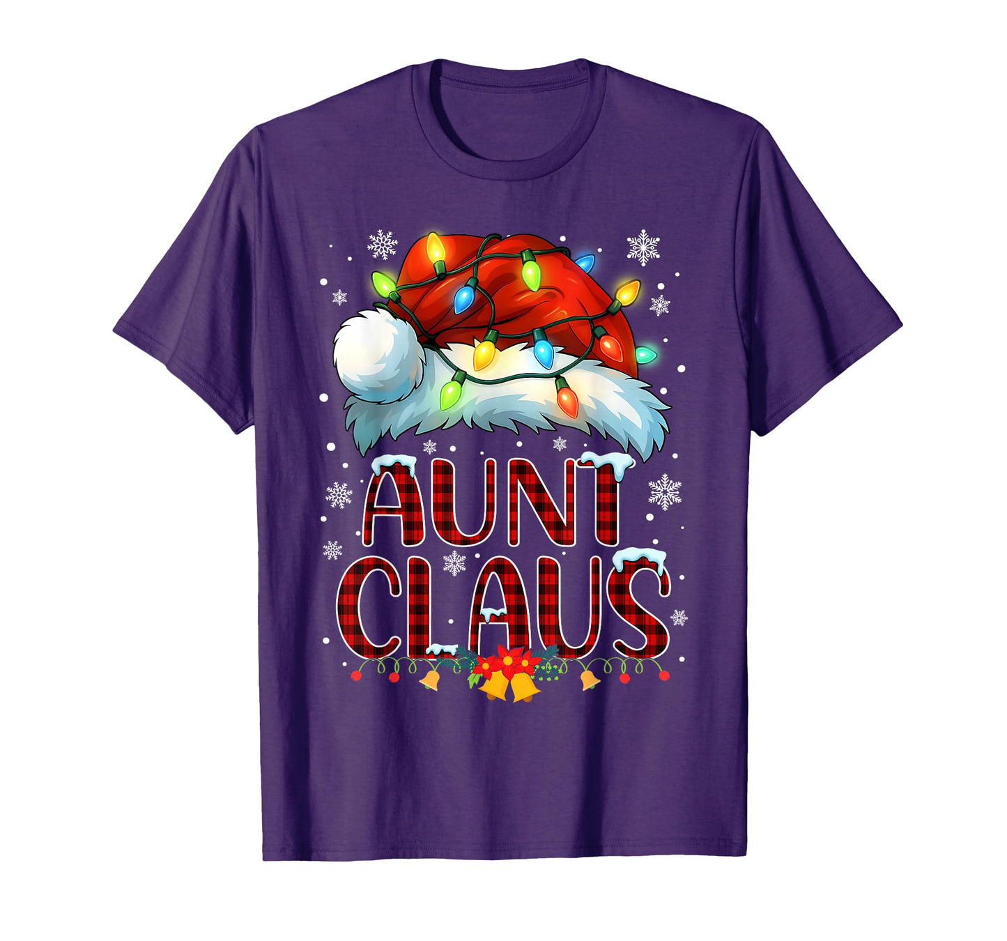 Christmas Hat Lights Pajama Aunt Claus Family Matching T-Shirt
