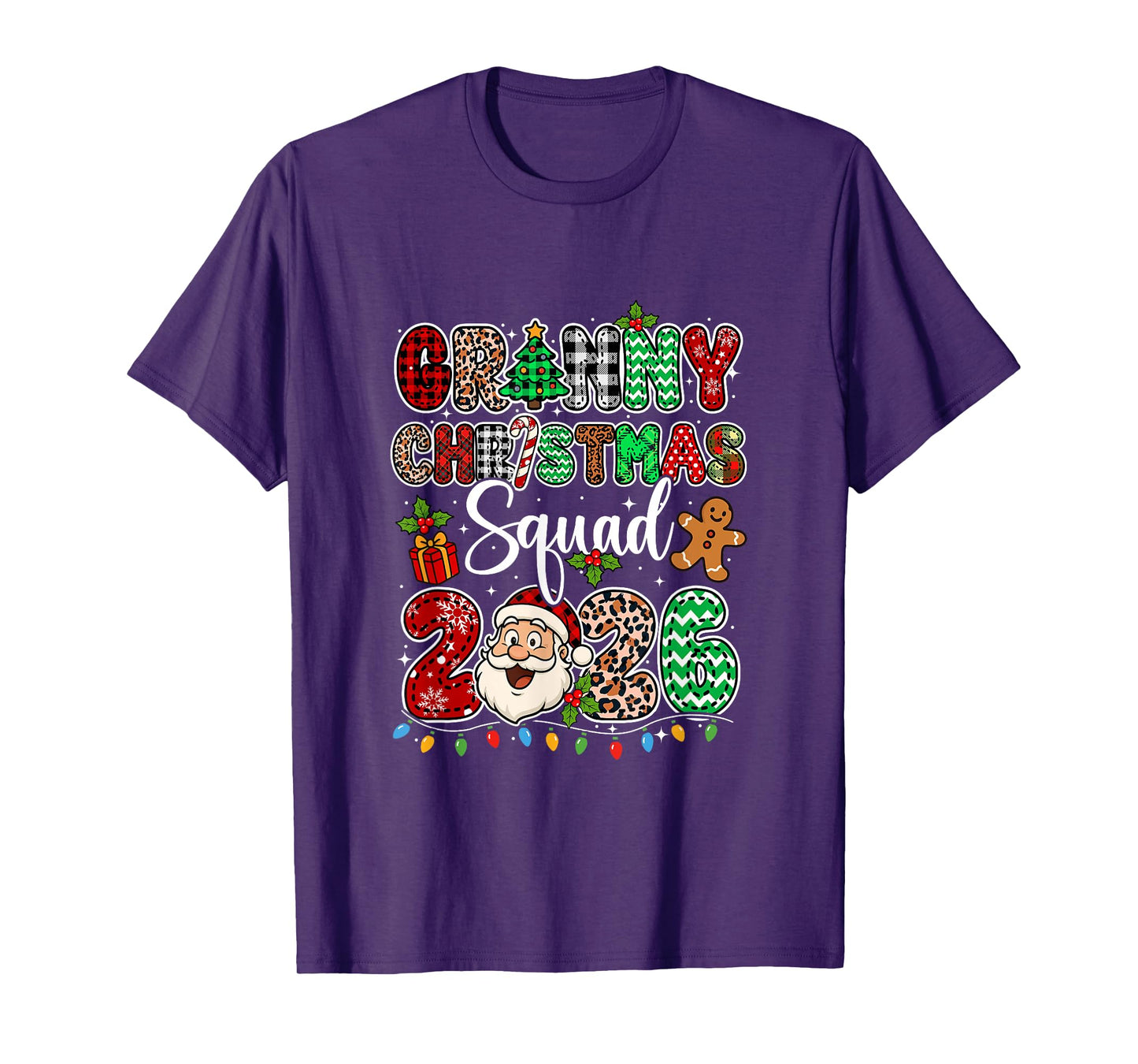Granny Christmas Crew 2026 Leopard Funny Santa Family Group T-Shirt