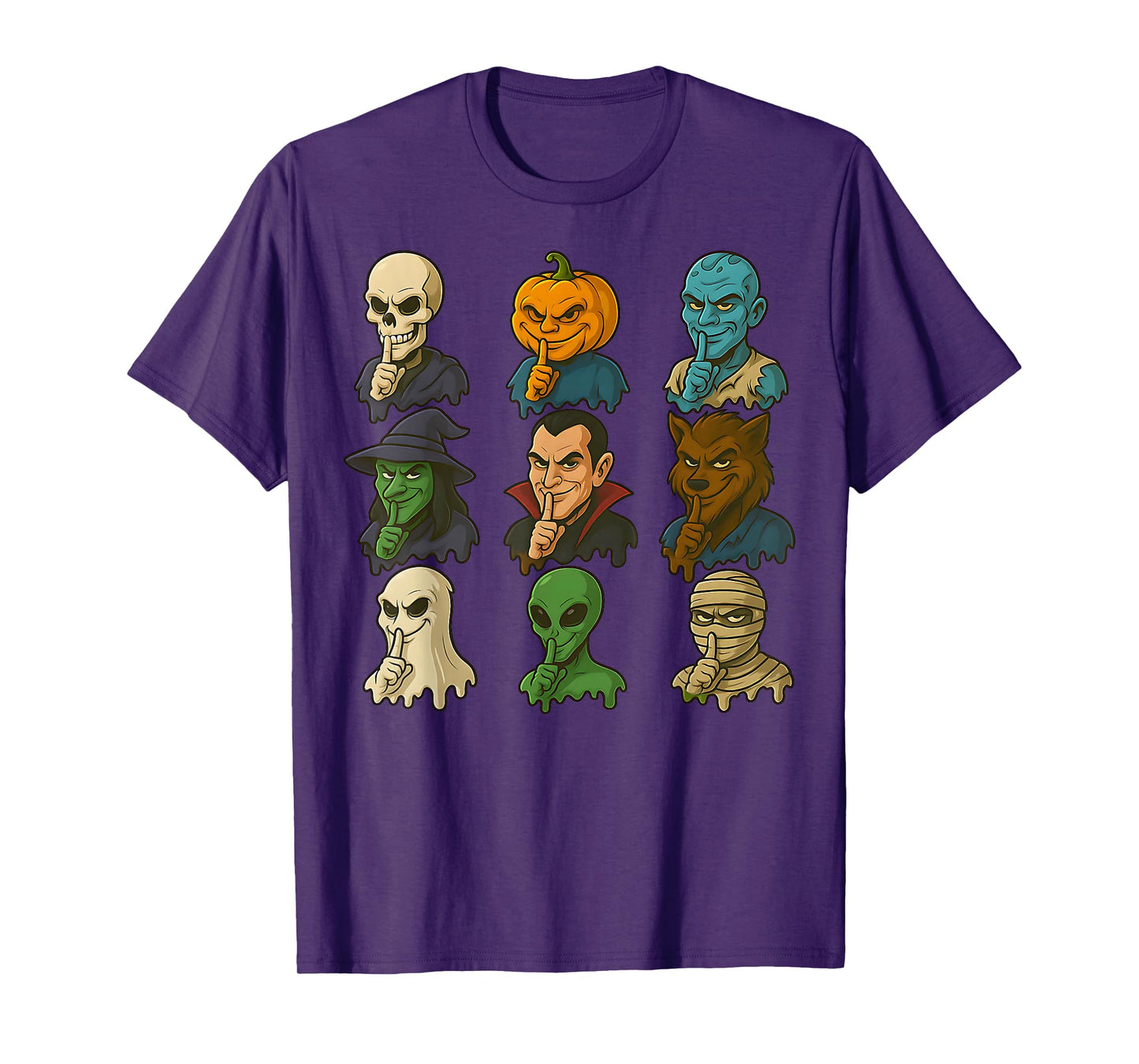 Funny Halloween Monsters Sigma Face Meme Shhh T-Shirt