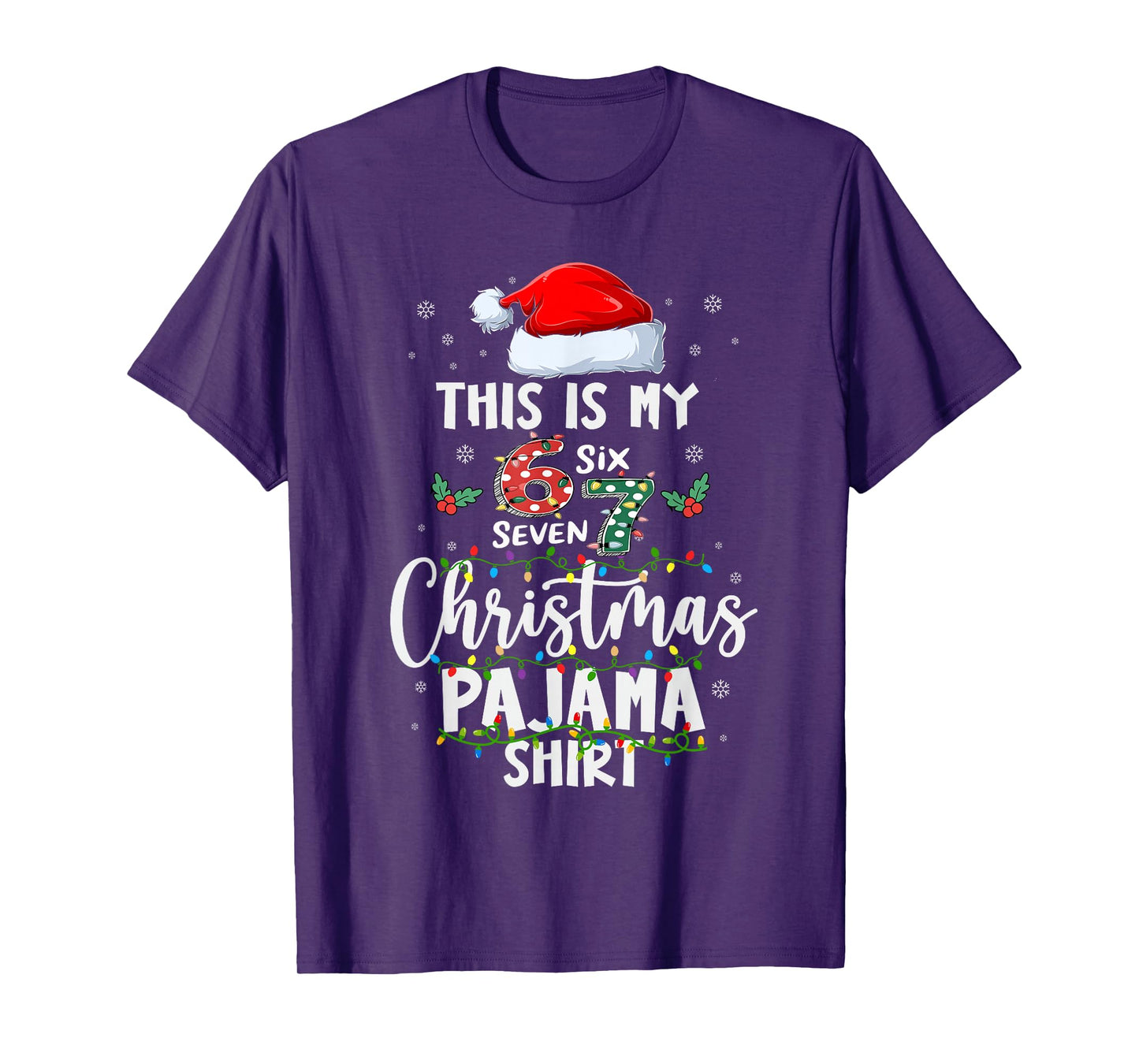 Funny 67 Christmas Pajamas Shirt Six Seven Meme Brainrot T-Shirt