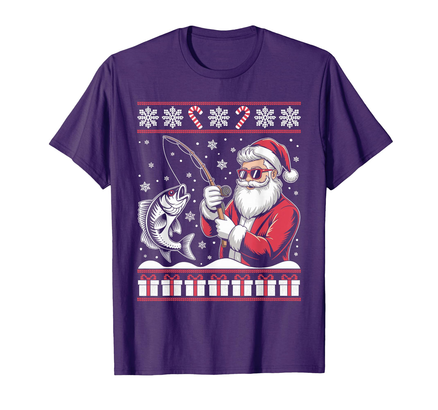 Funny Santa Claus Fishing Ugly Christmas Sweater Fisherman T-Shirt