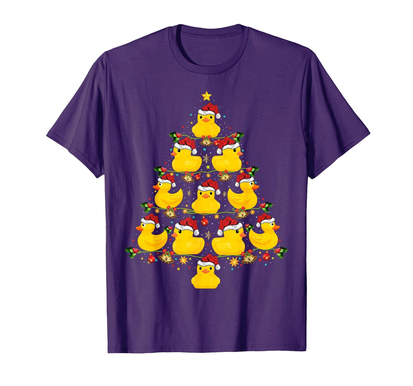 Rubber Duck Christmas Tree Pajamas Lights Xmas T-Shirt