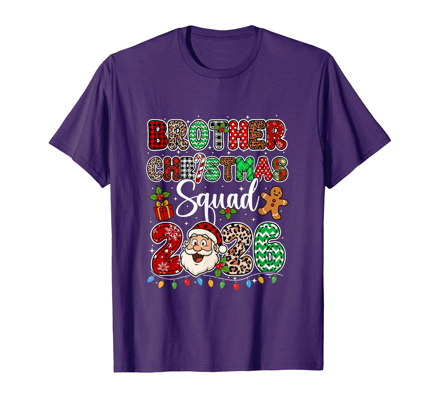 Brother Christmas Crew 2026 Leopard Funny Santa Family Group T-Shirt