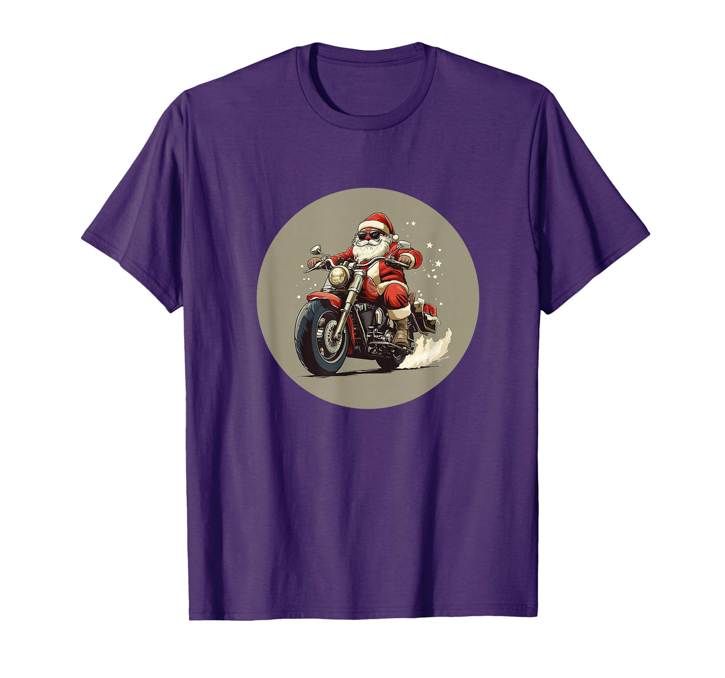 Funny Rocker Santa Riding into Christmas Fun T-Shirt