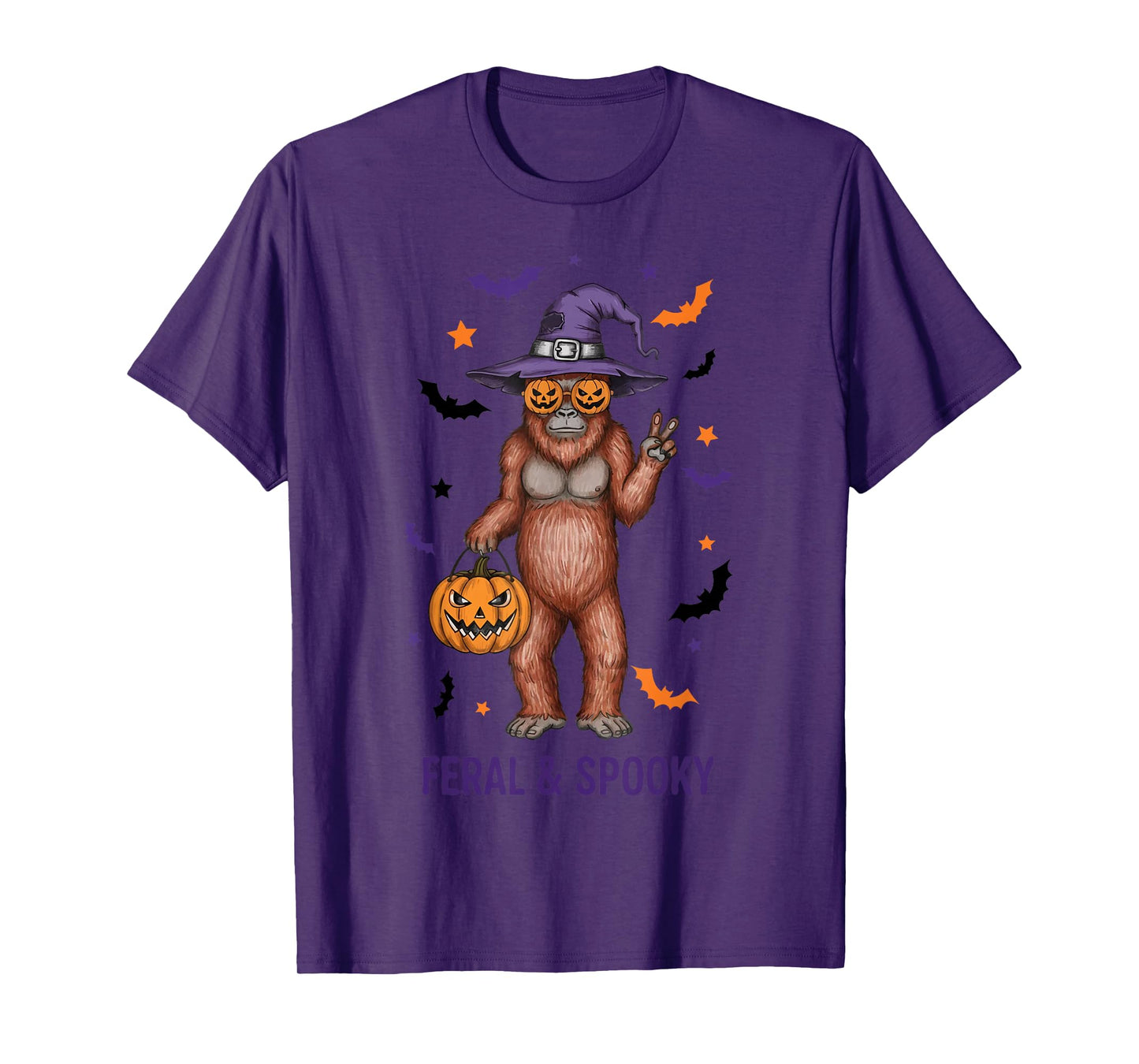 Witch Costume Bigfoot Halloween Feral and Spooky T-Shirt