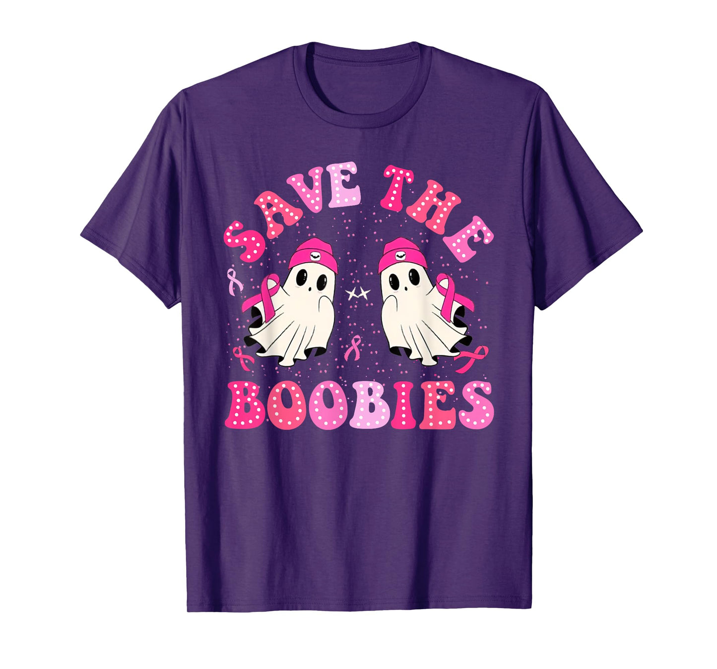 Save The Boobies For Breast Cancer Halloween Ghost T-Shirt