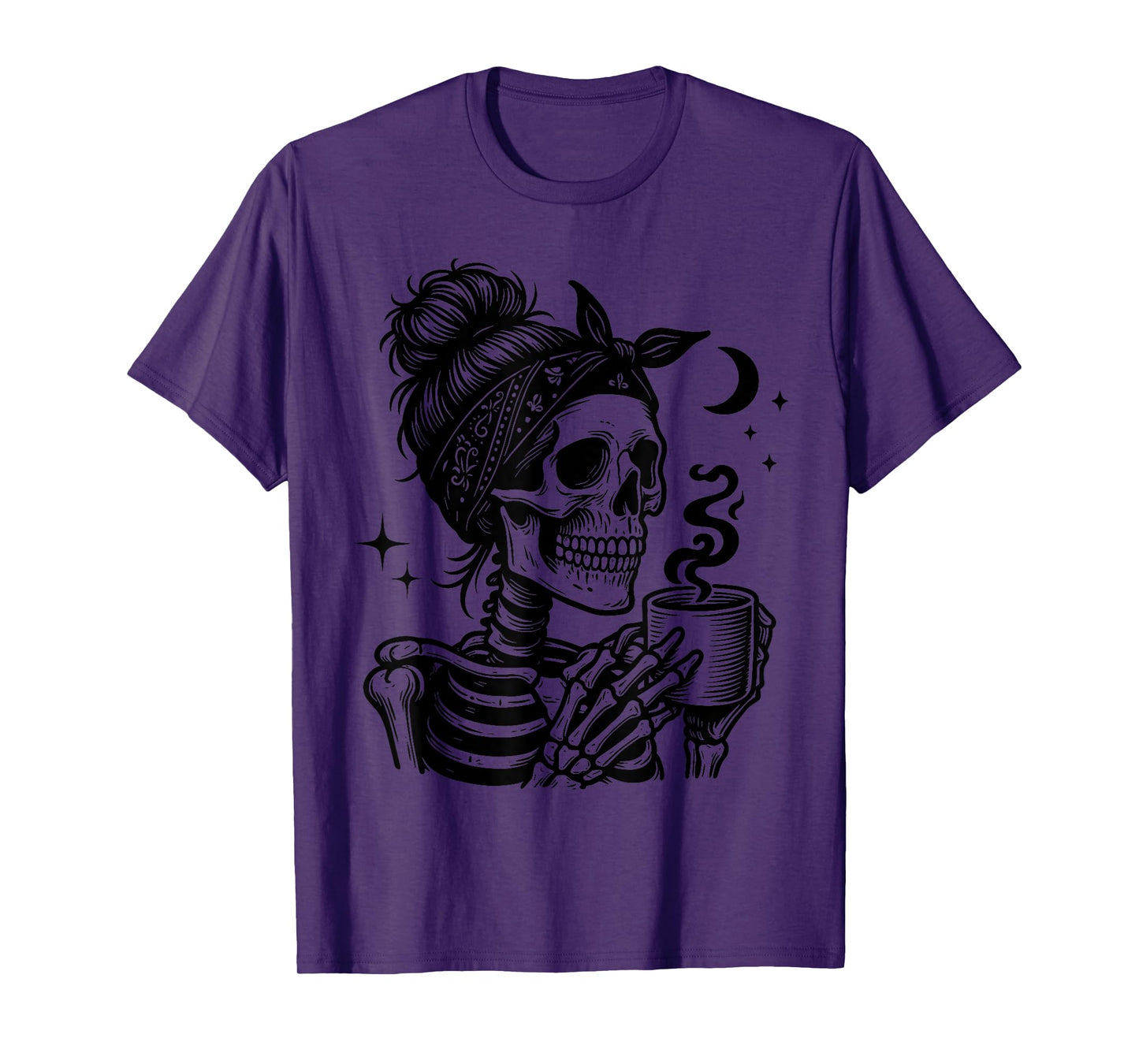 Halloween Skeleton Skull Drinking Coffee Halloween Skull T-Shirt