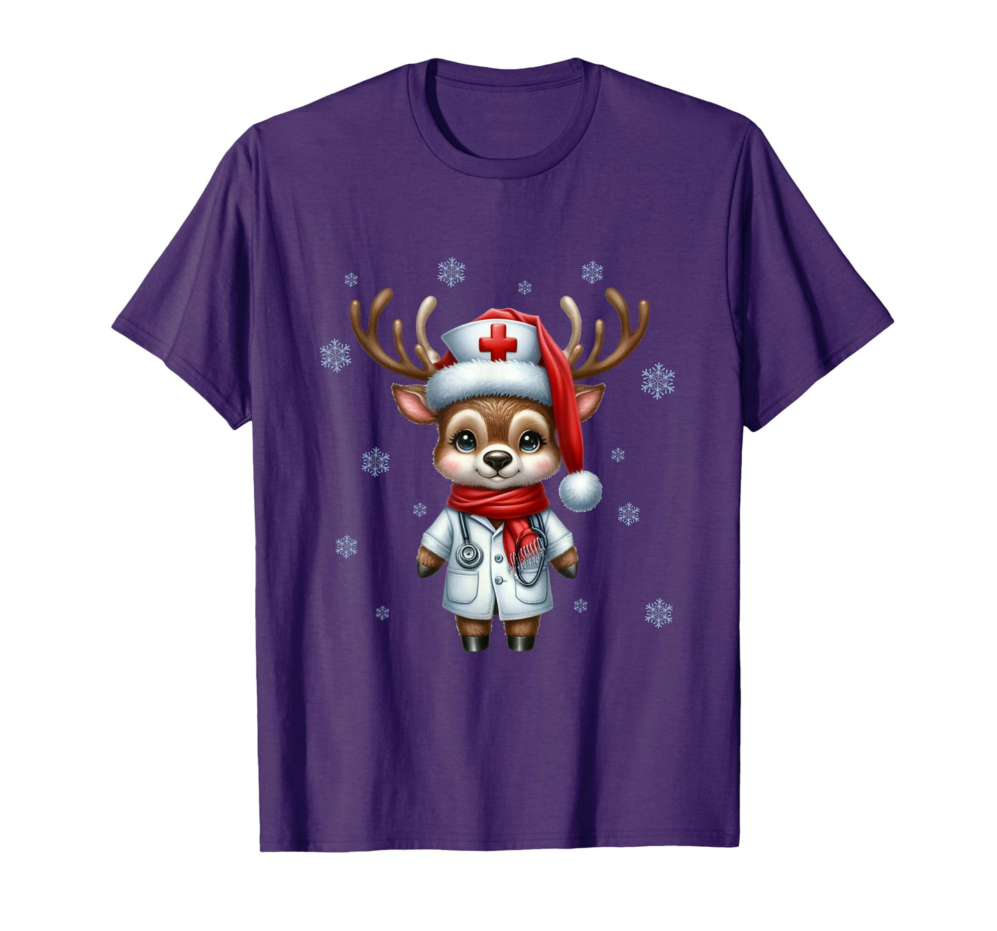 Funny Reindeer Nurse Scrub Merry Christmas Pajama Xmas Nurse T-Shirt