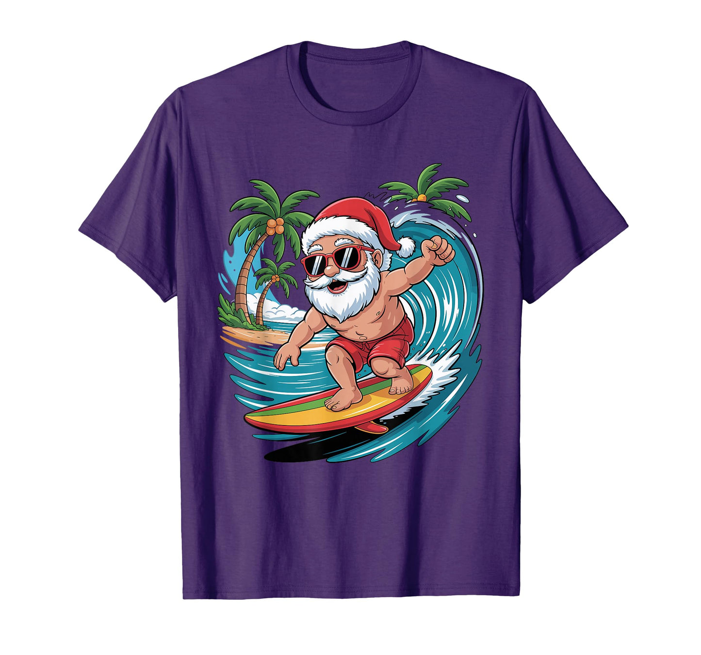 Santa Surfing Funny Surfer Holiday Christmas Xmas Pajama T-Shirt
