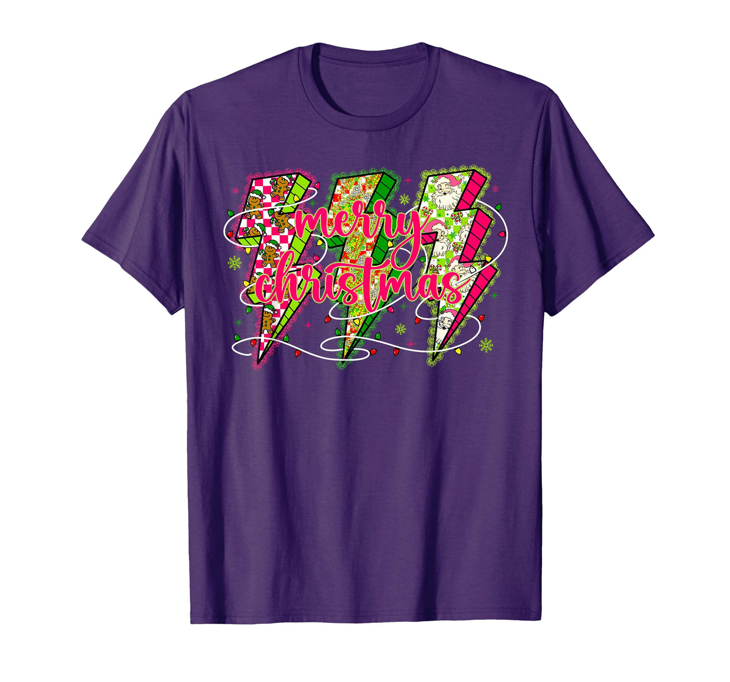 Lightning Merry Christmas Xmas Lights Family Pajamas Holiday T-Shirt