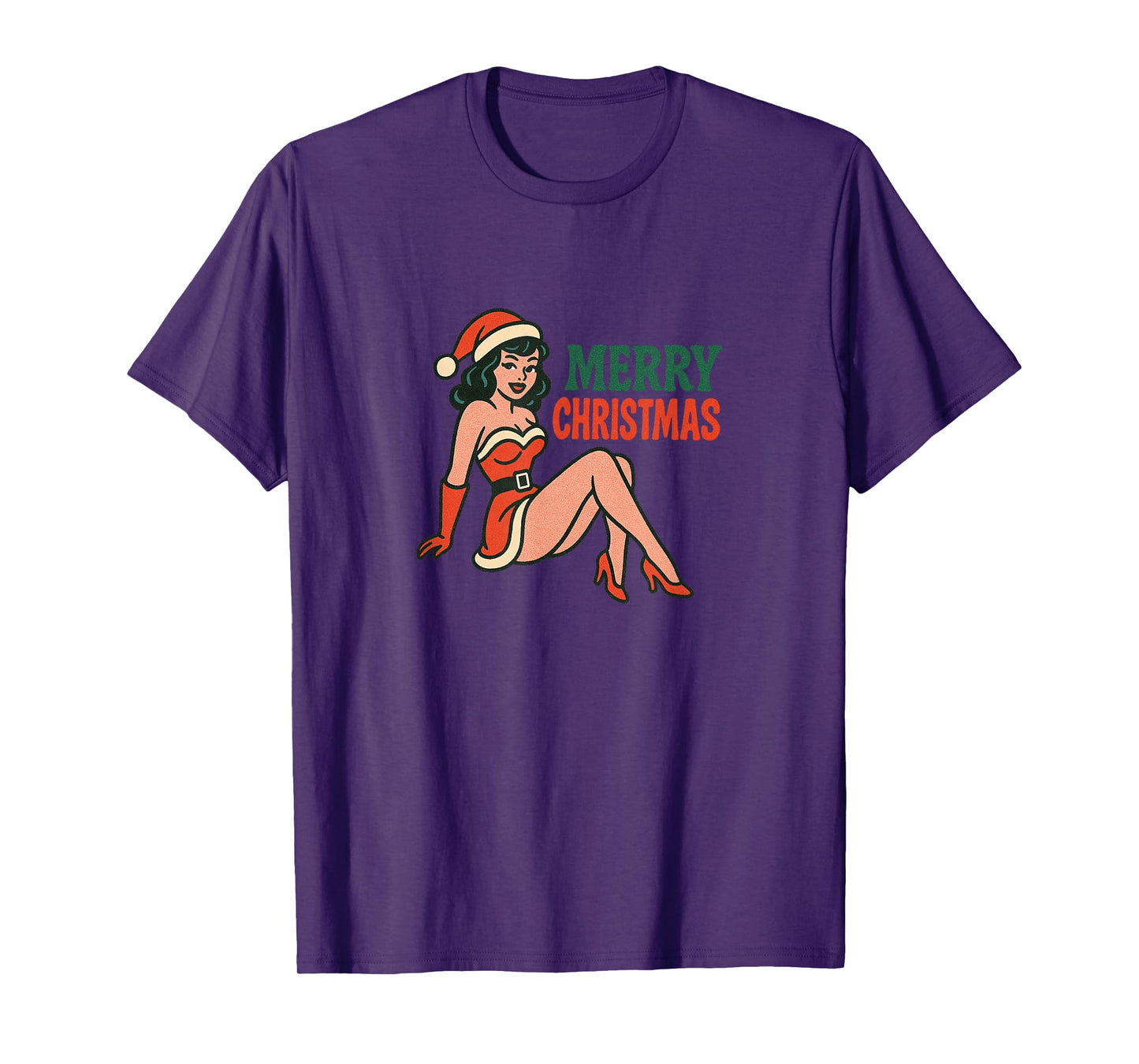 Vintage Merry Christmas Pinup Girl Holiday Retro Art T-Shirt