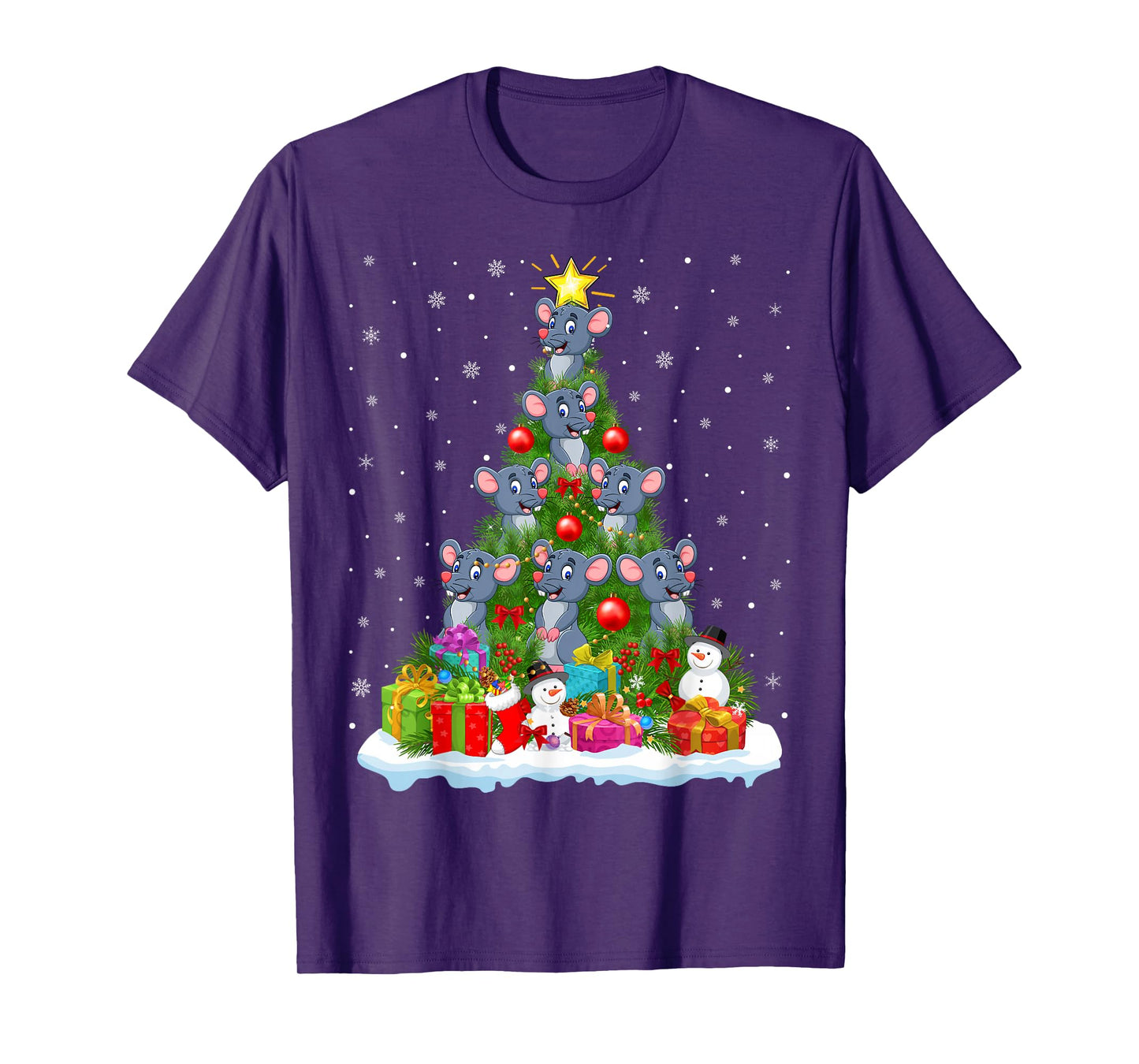 Rat Christmas Tree Holiday Decor Funny Xmas Lights T-Shirt