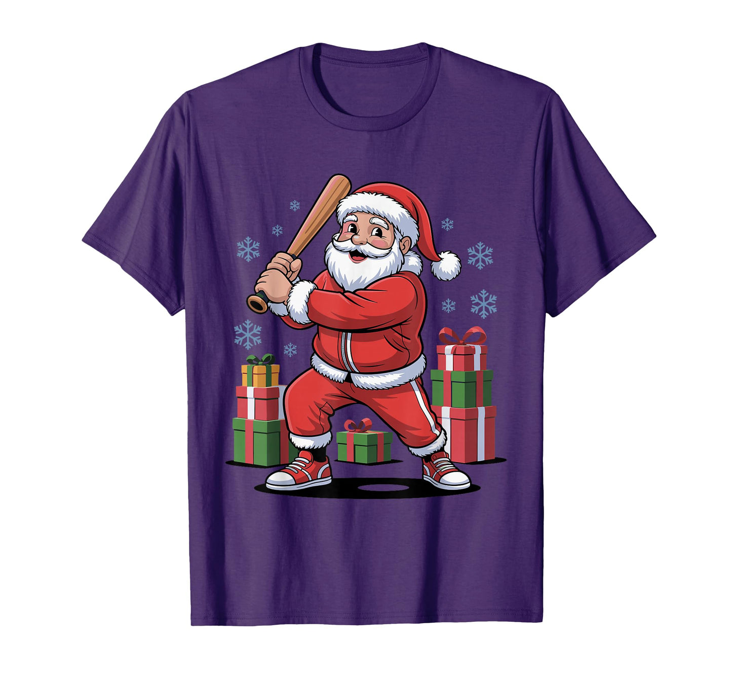 Funny Santa Playing Baseball Holiday Christmas Xmas Pajama T-Shirt