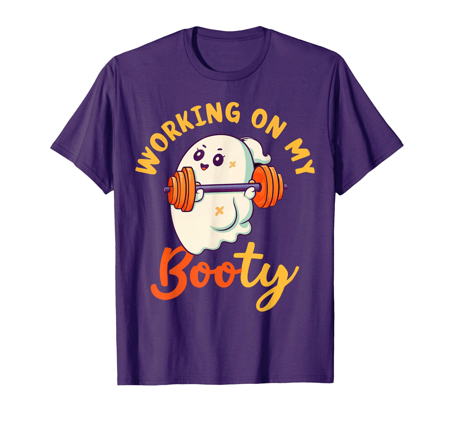 Working On My Booty Boo-Ty Funny Halloween Gym Ghost T-Shirt