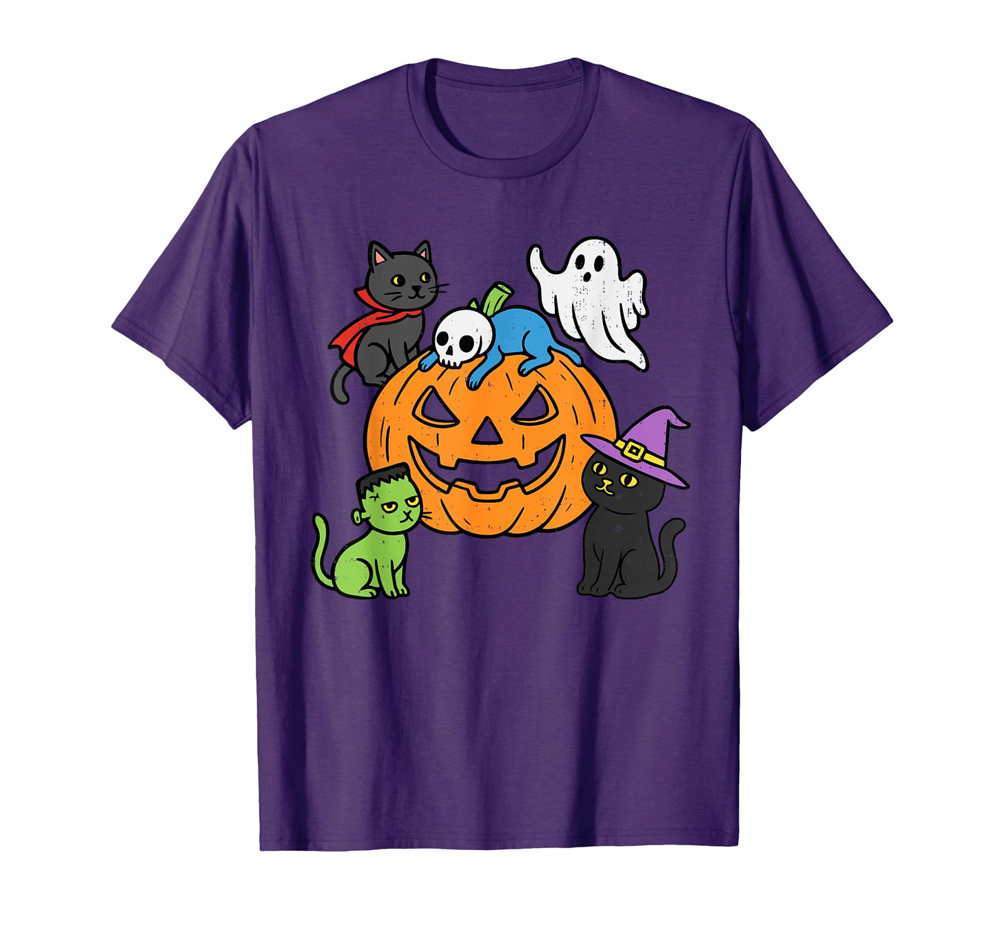Halloween Cats Pumpkin Witch Vampire Spooky Kitty Costume T-Shirt