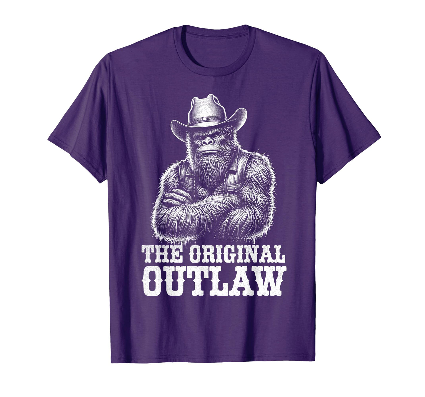 Bigfoot Sasquatch Funny Vintage Cowboy Cryptid Graphic Myth T-Shirt