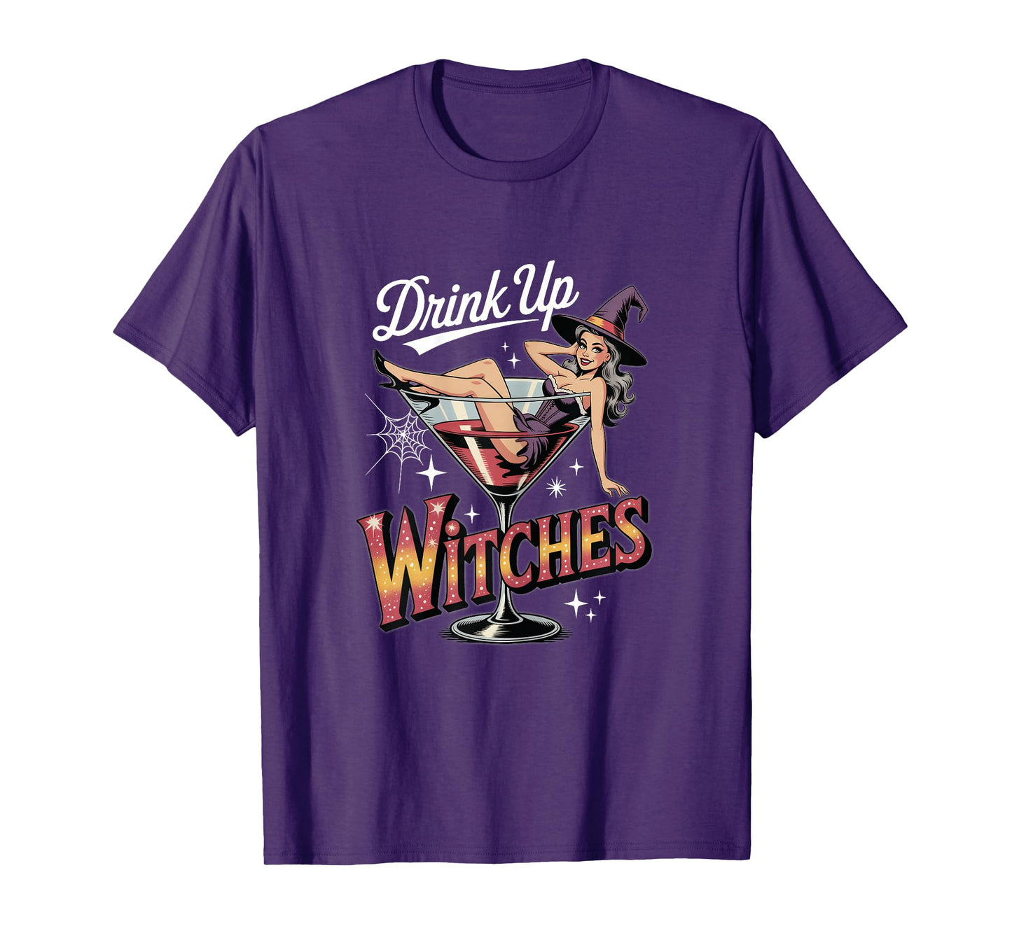 Funny Retro Pin-Up Witch Cocktail Party Drink Up Witches T-Shirt