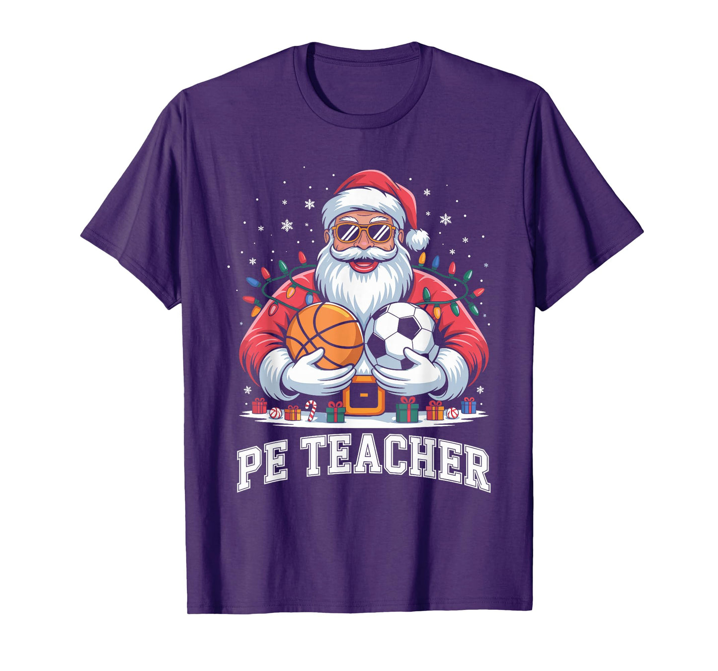 PE Teacher Christmas Santa Physical Education Xmas T-Shirt