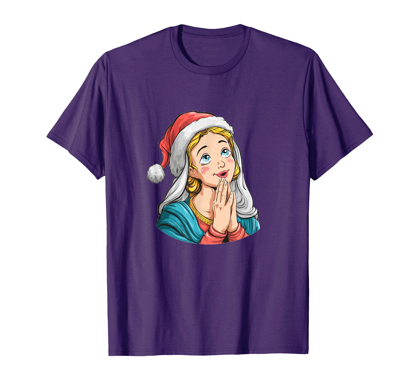 Happy Mary of Nazareth with Festive Santa Hat Costume T-Shirt