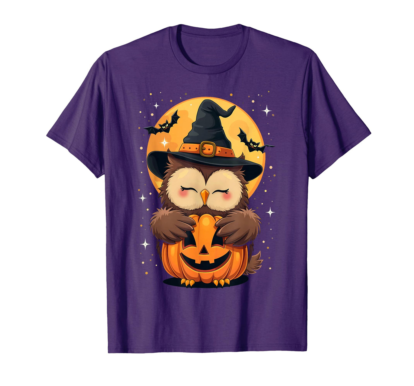 Halloween Owl Witch Hat Pumpkin Spooky T-Shirt