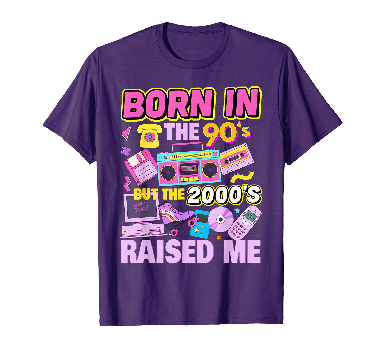 Born In The 90's But The 2000's Raised Me Vintage Retro 90s T-Shirt