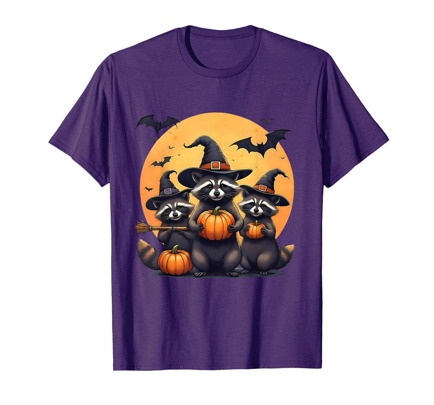 Cute Raccoons Witch Spooky Ghost Halloween Matching Family T-Shirt