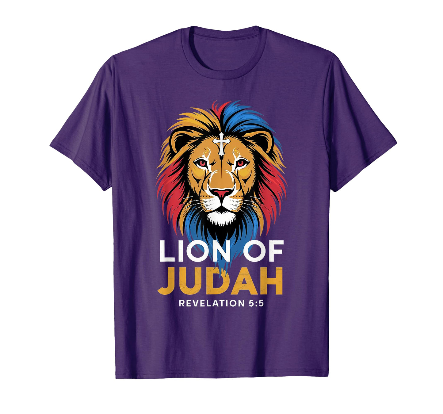 Lion of Judah God Jesus Cross Christian Religious Men Women T-Shirt