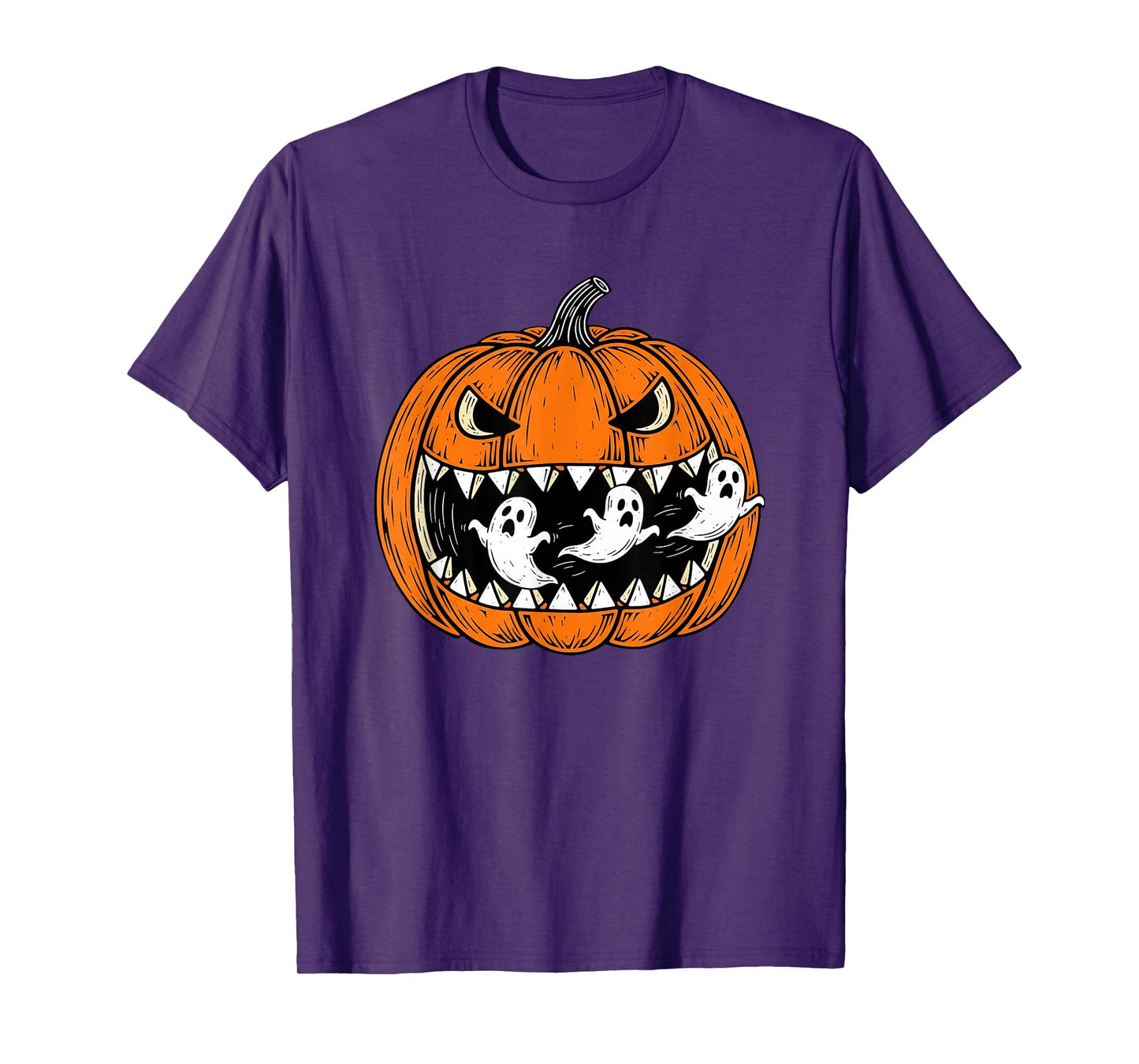 Halloween Pumpkin Eating Ghost Costume Men Boys Kids T-Shirt