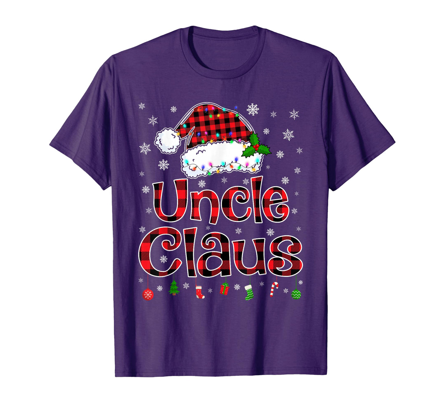 Uncle Claus Christmas Lights Xmas Pajama Matching Family T-Shirt