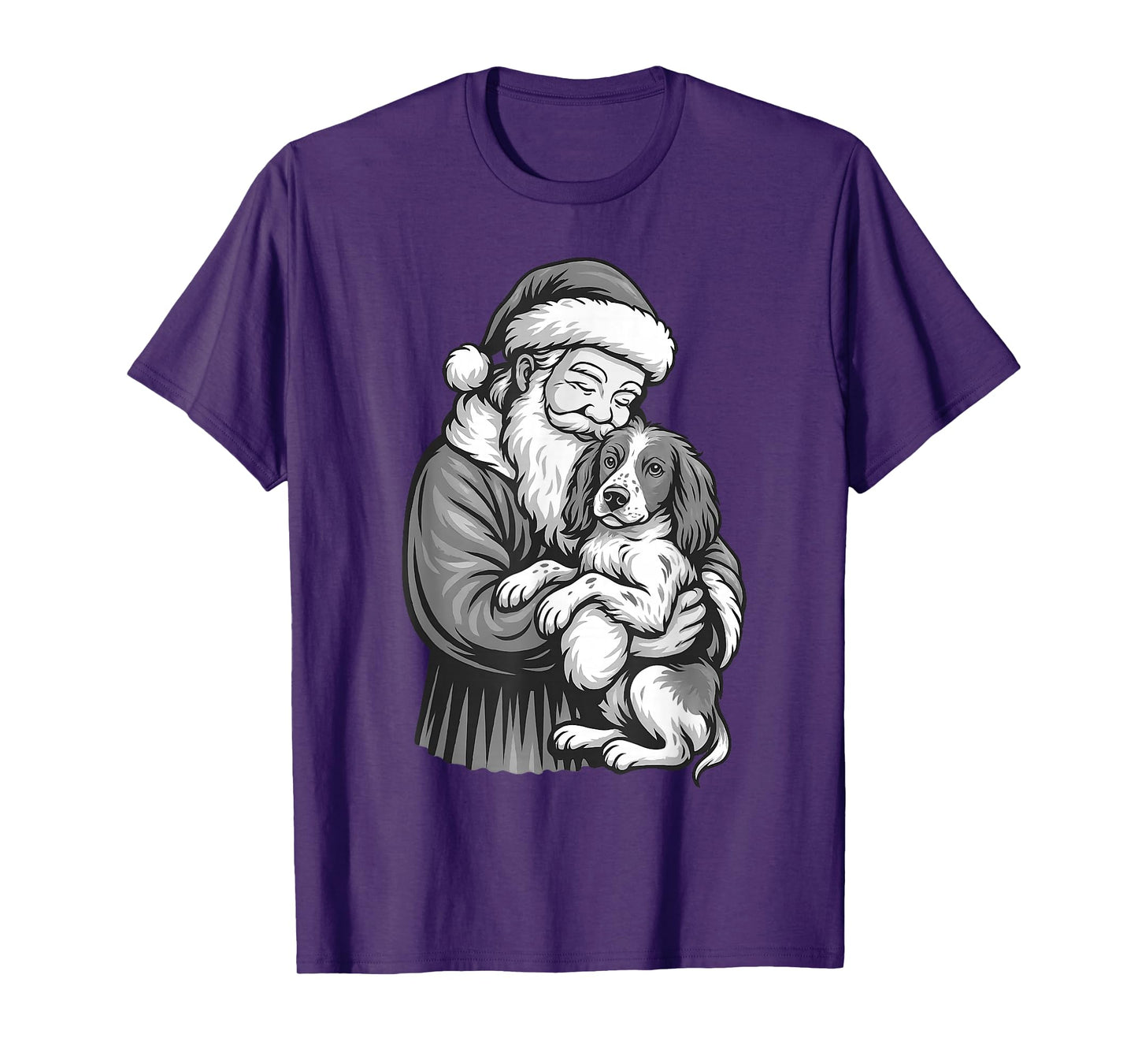 Brittany Spaniel Santa Claus Christmas Dog Lover T-Shirt