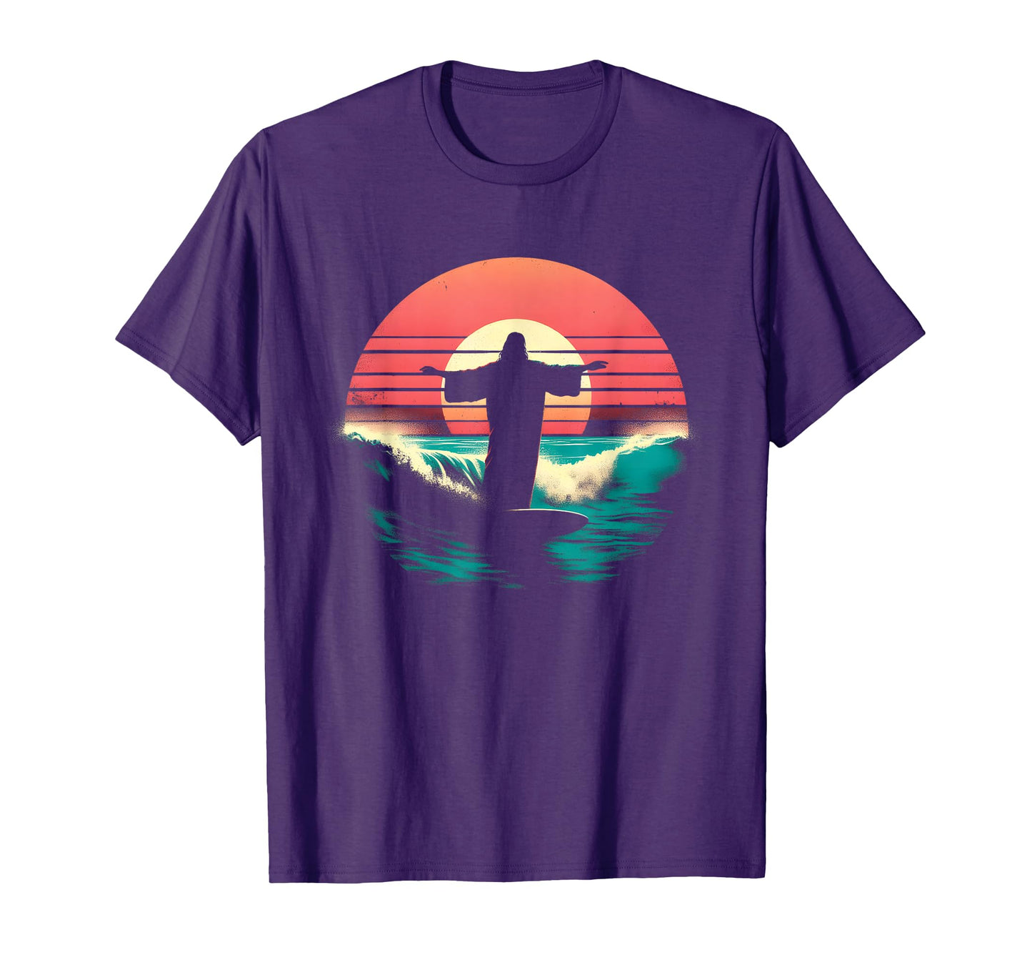 Jesus Surfing On Water - Funny Christian Religious Surfer T-Shirt