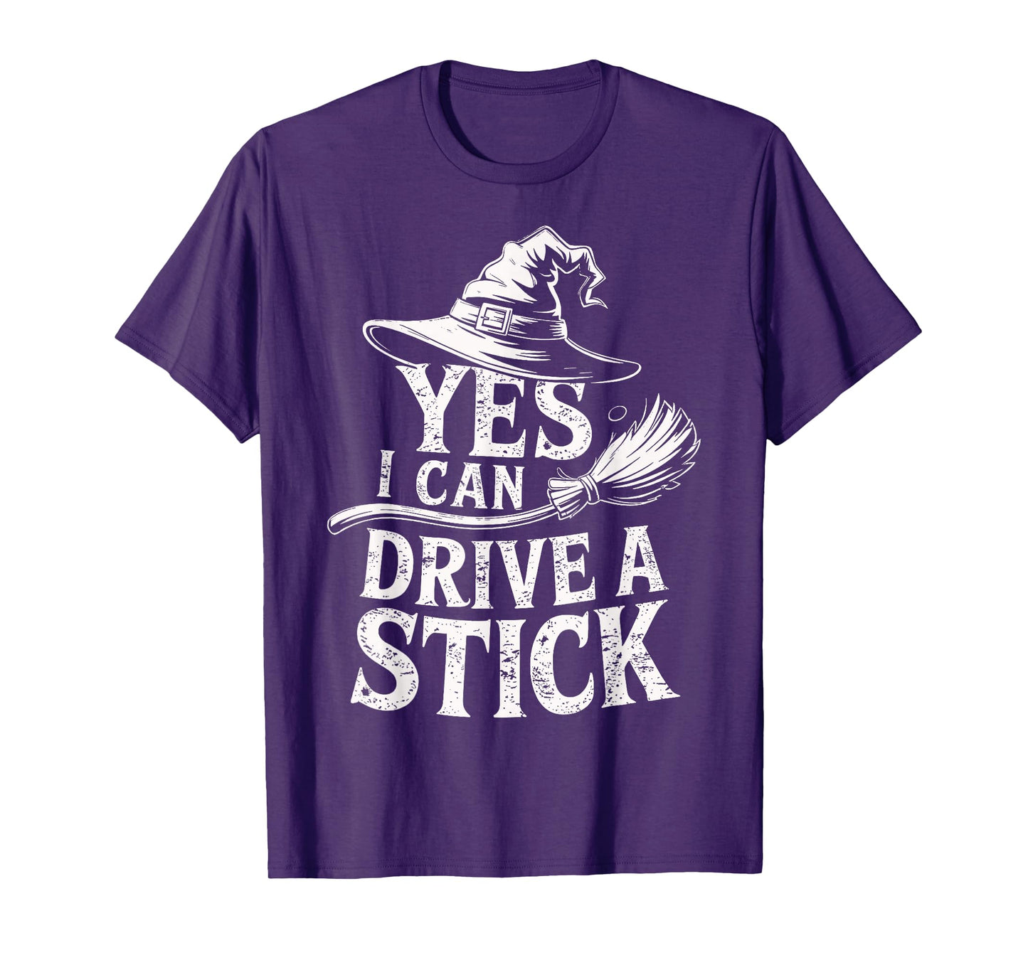 Yes I Can Drive A Stick Funny Halloween Spooky Witch T-Shirt