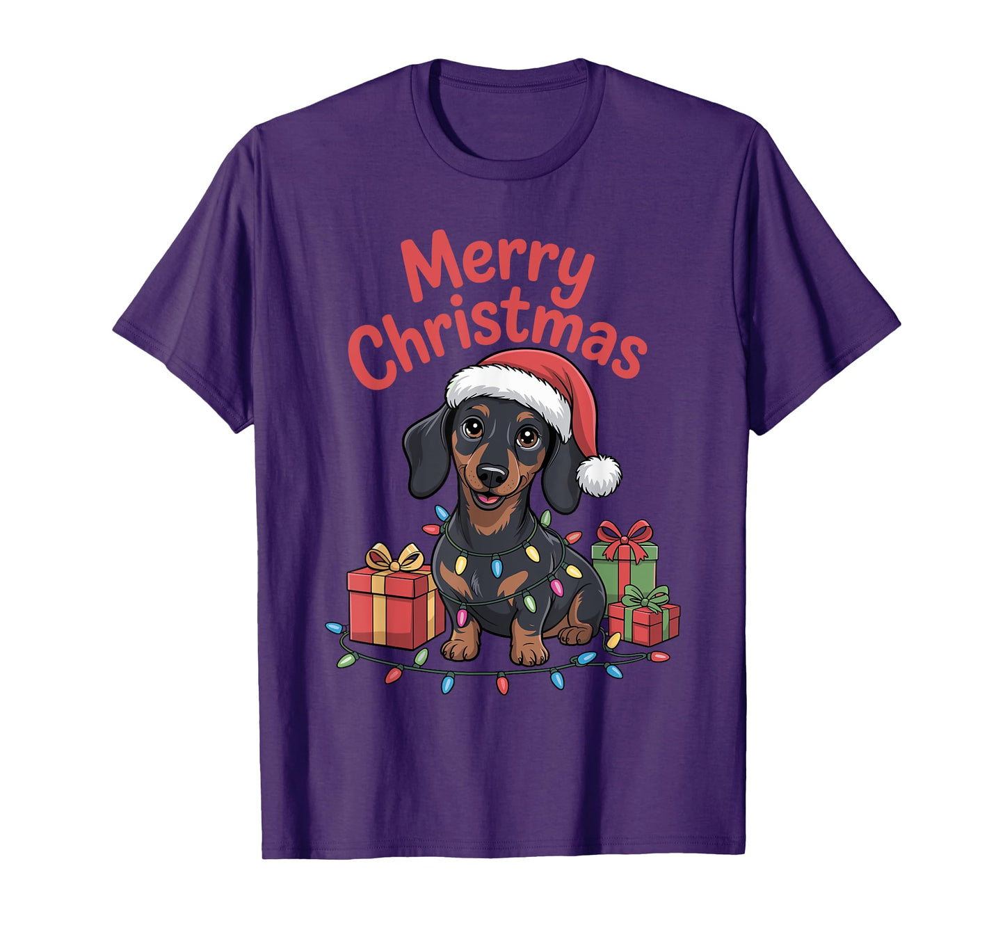 Cute Dachshund Christmas Xmas Design Funny Dog Lover Holiday T-Shirt