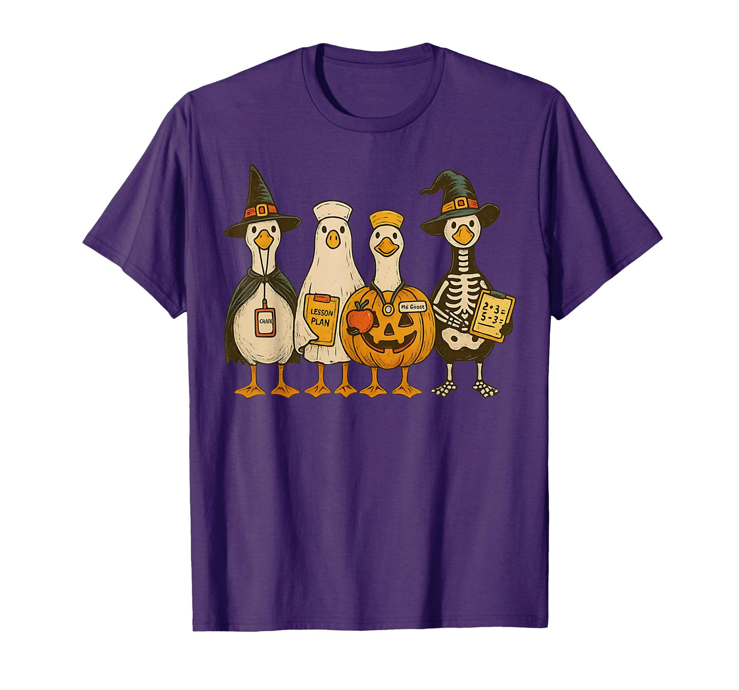 Cute Goose Teacher Halloween Costume Ghost Pumpkin Witch T-Shirt