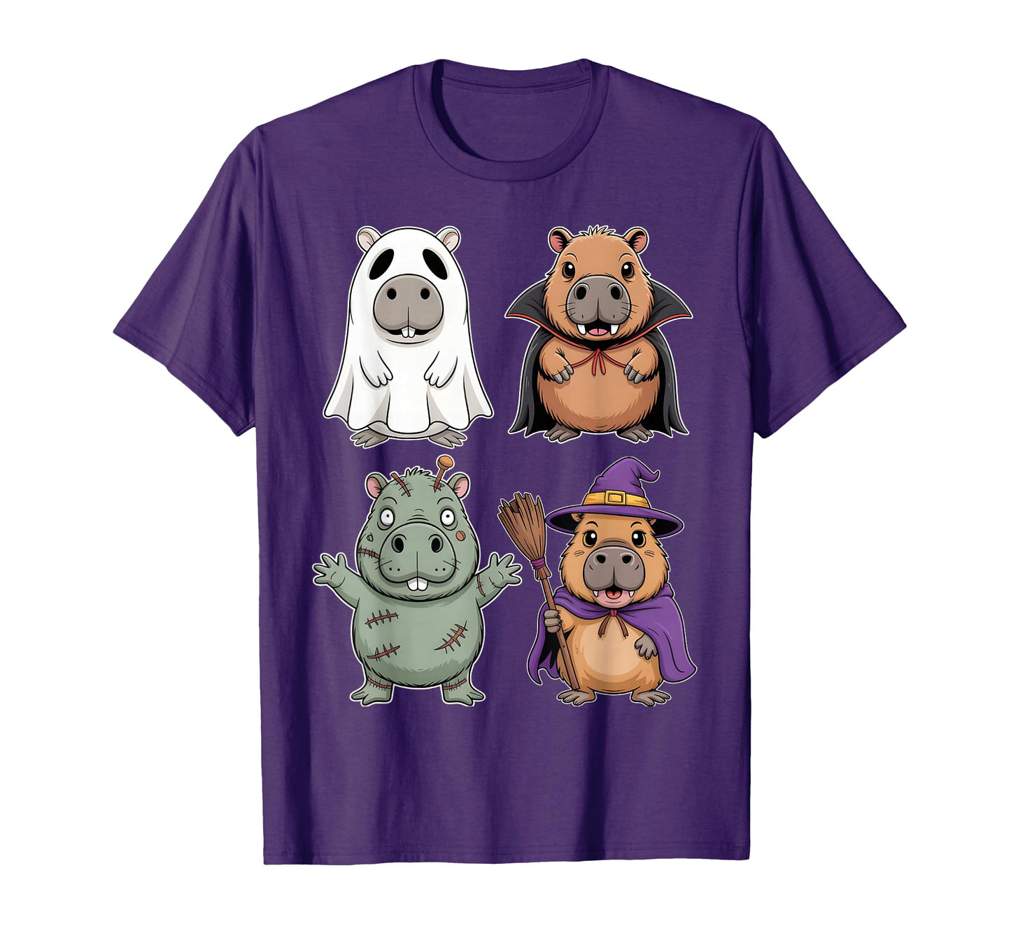 Funny Capybara Ghost Witch Zombie Halloween Costume Boys T-Shirt