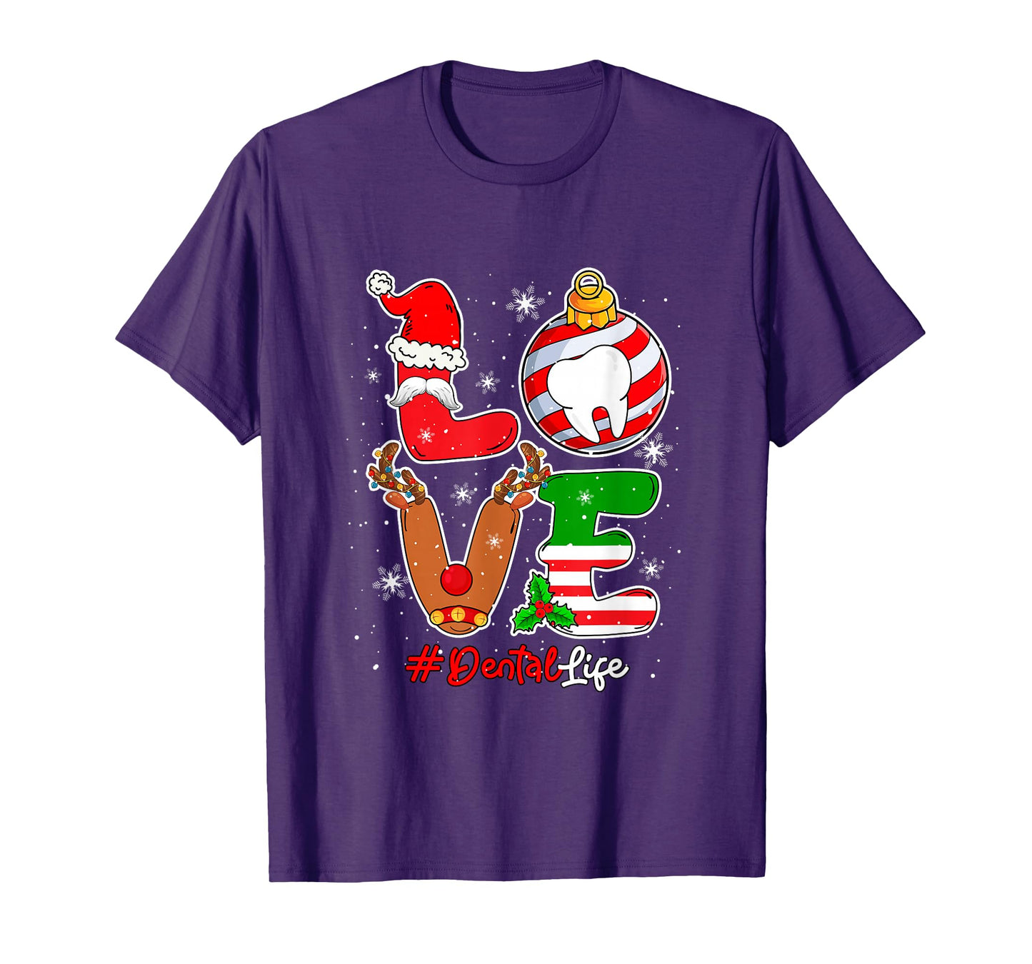 Love Dental Christmas Santa Reindeer Costume Job Team T-Shirt