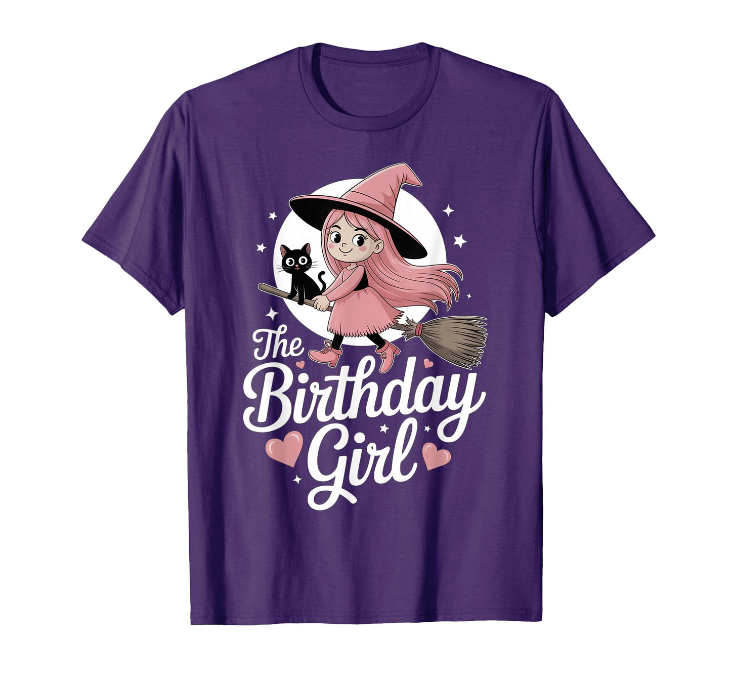 Pink Halloween Birthday Girl Witch Cat October Kids Cute T-Shirt
