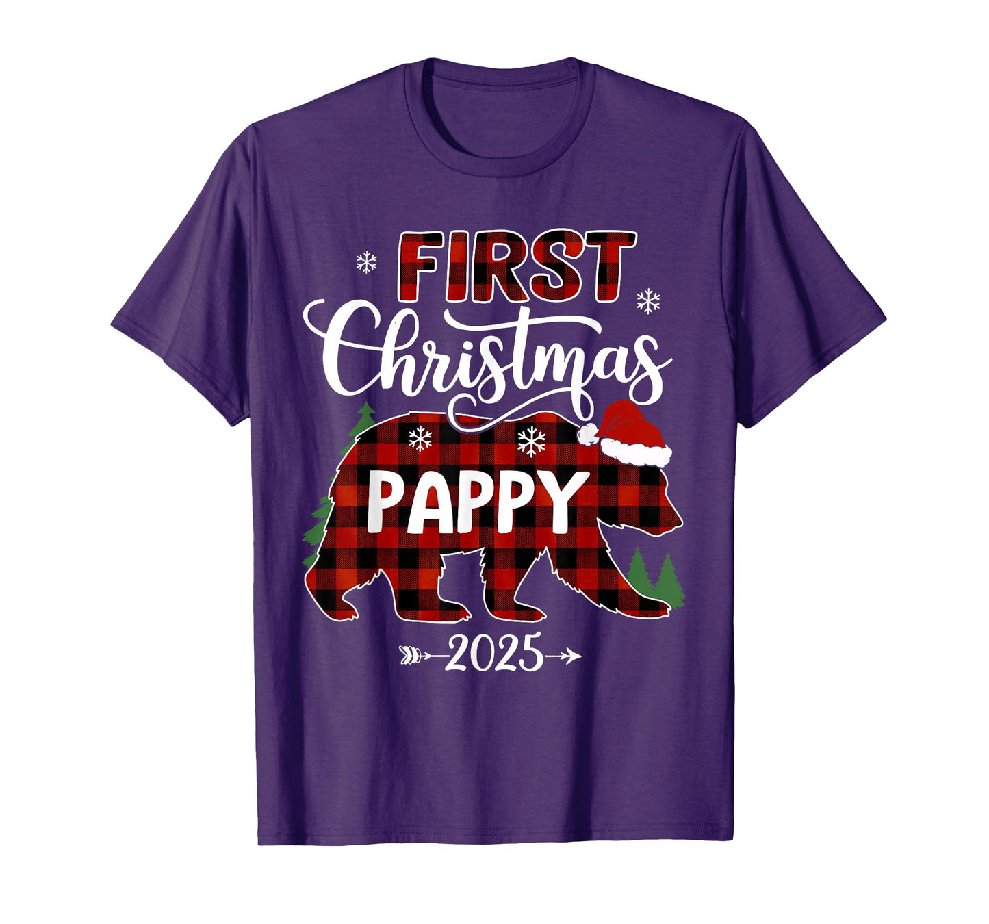 Pregnancy First Christmas Pappy Red Plaid Bear Santa 2025 T-Shirt