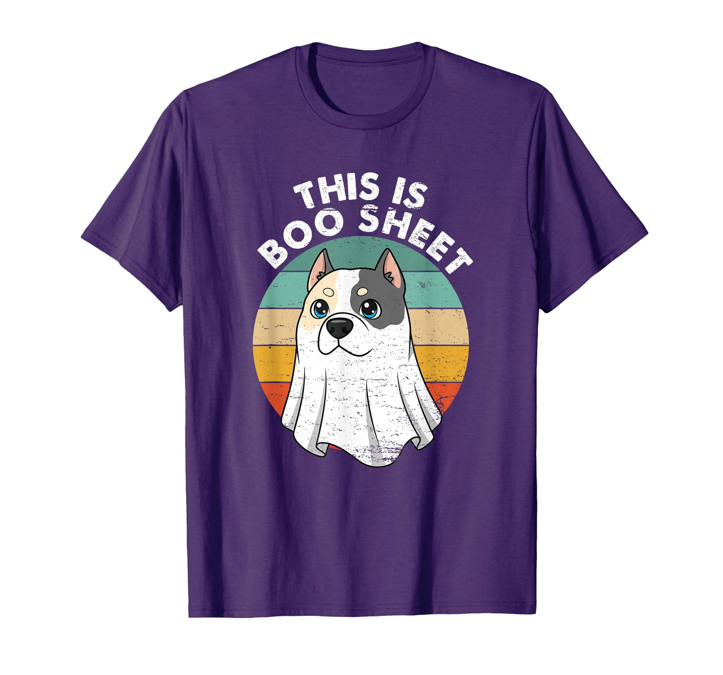 This is Boo Sheet Pitbull Dog Retro Halloween Funny Dog T-Shirt