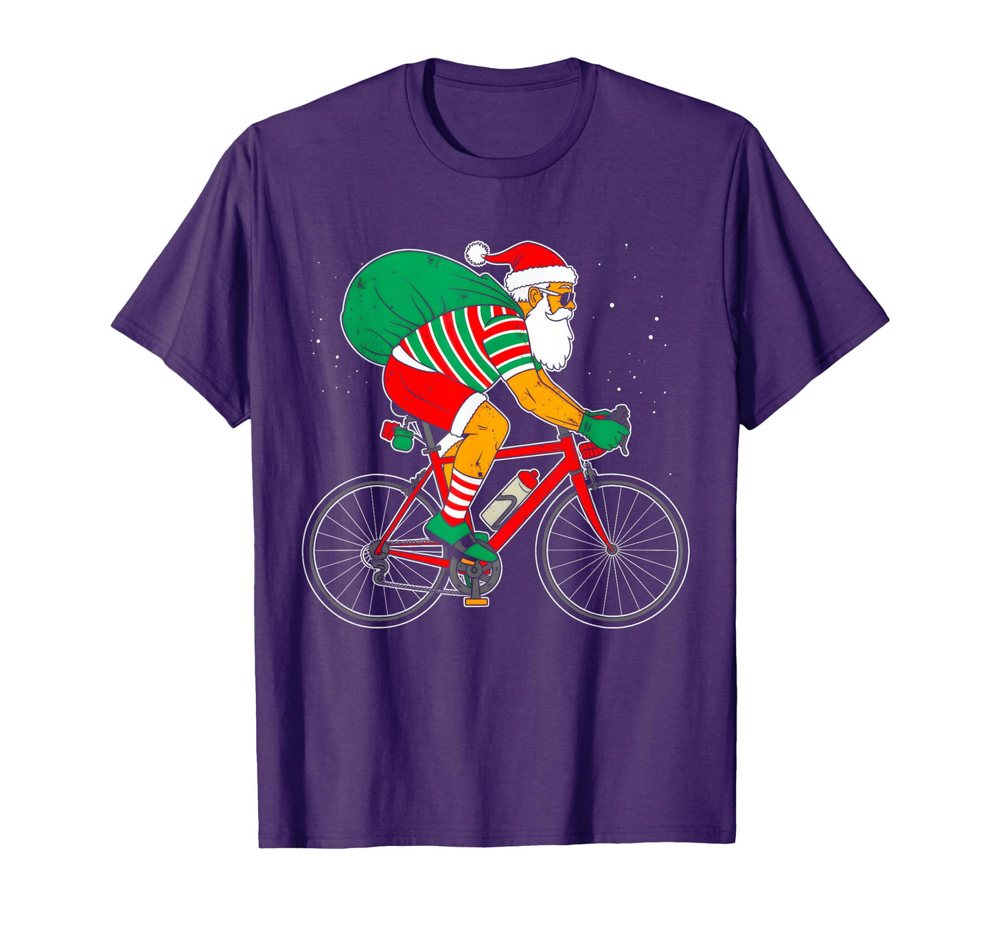 Retro Santa Riding Bicycle Cycling Biking Elf Bike Christmas T-Shirt