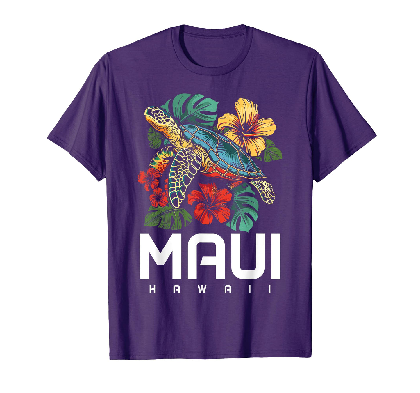 Maui Hawaii Sea Turtle Diving Flower Hawaii Souvenir T-Shirt