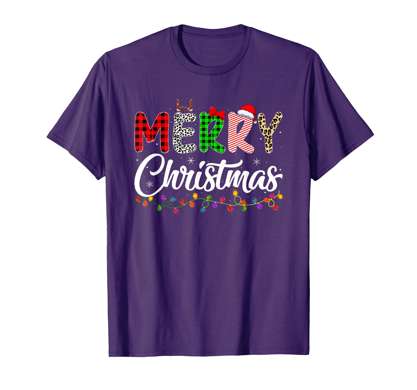 Merry Christmas Lights Santa Family Xmas Pajamas Men Women T-Shirt