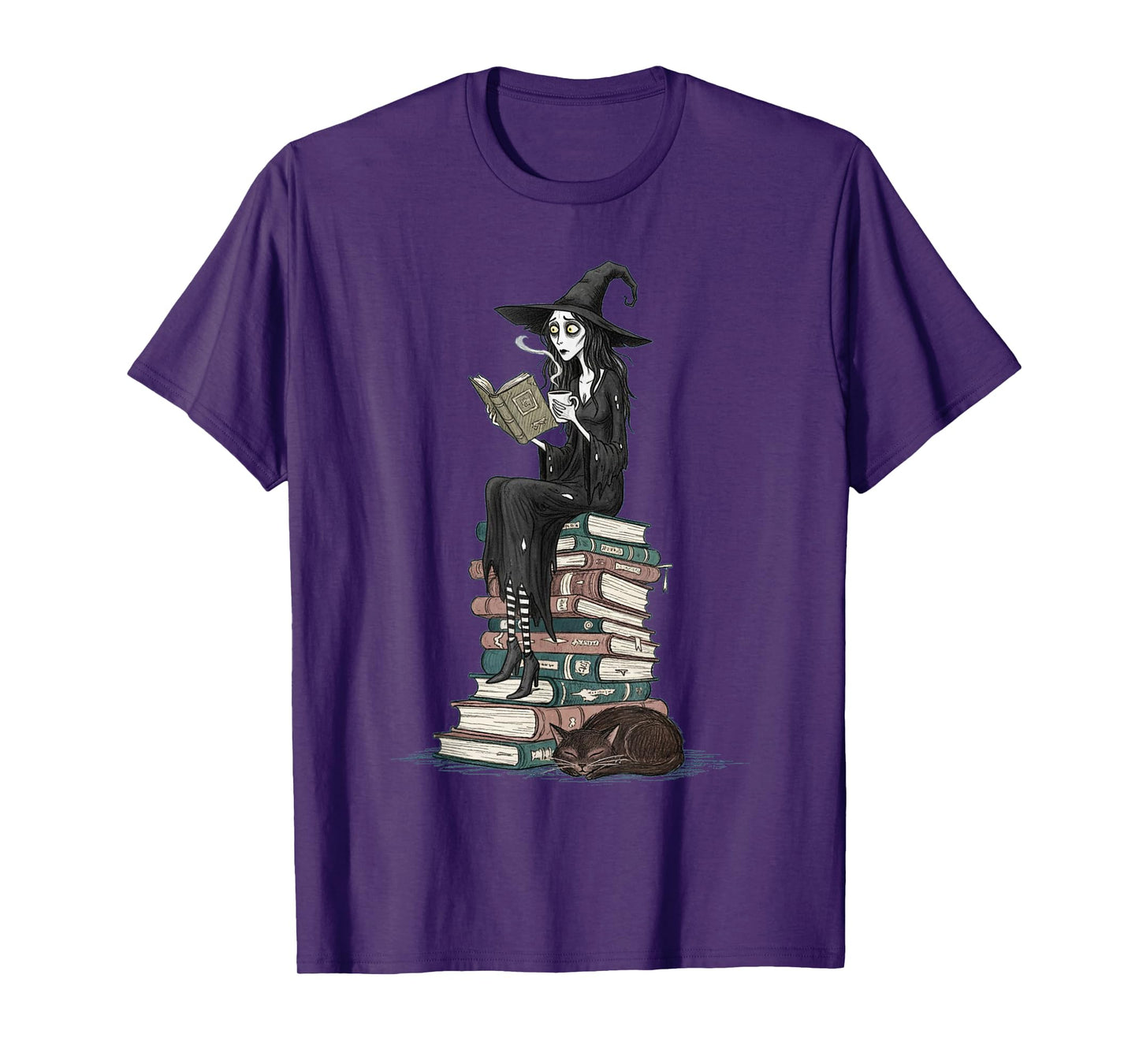 Cute Witch Librarian Reading Halloween Tee for Teachers T-Shirt
