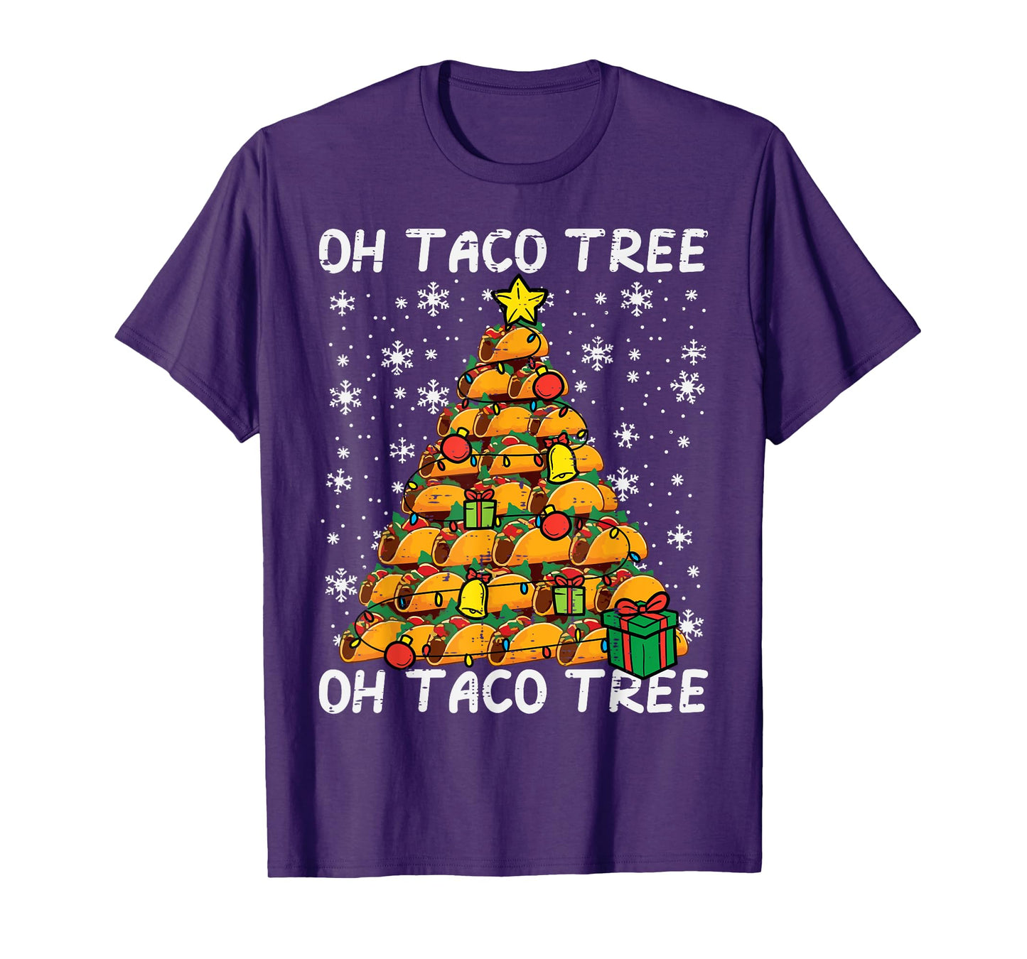 Tacos Christmas Tree Funny Xmas Foodie Mexican Men Women Kid T-Shirt